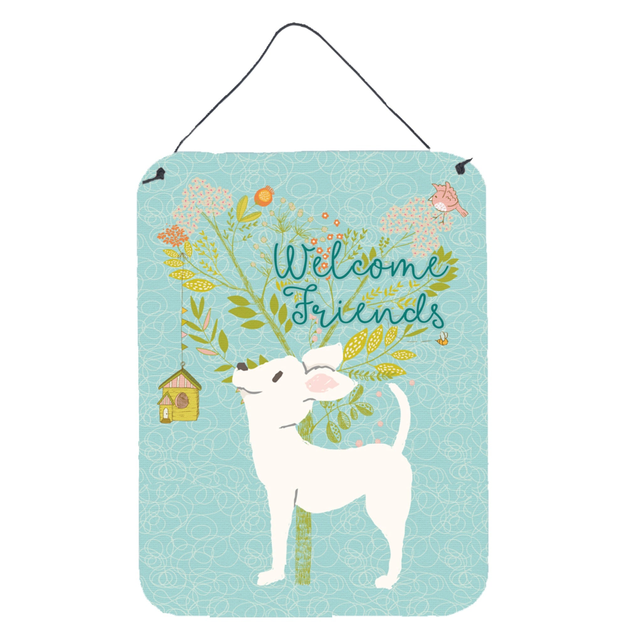'Caroline'S Treasures Welcome Friends White Chihuahua Metal Print, 16H X 12W, Multicolor''
