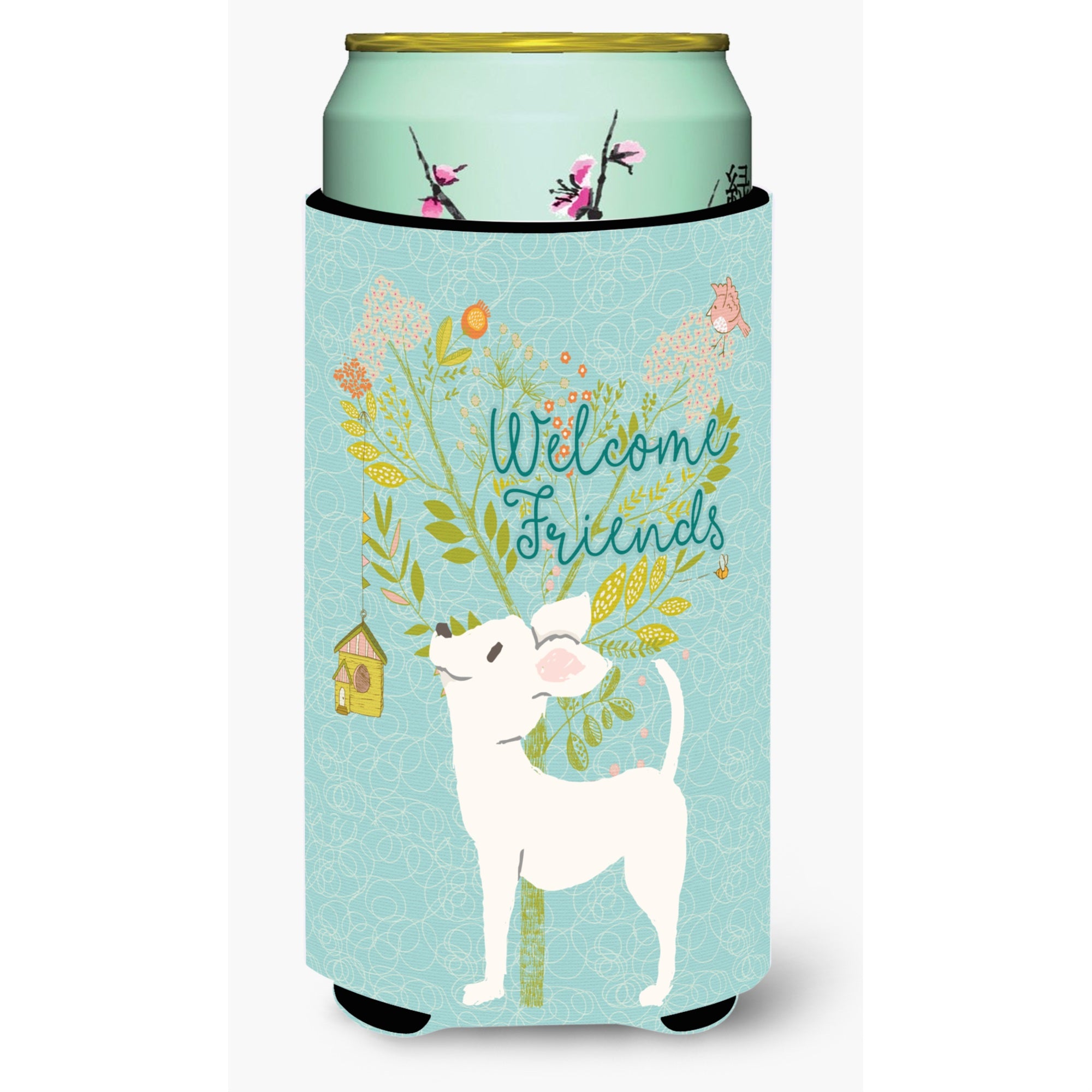 'Caroline'S Treasures Welcome Friends White Chihuahua Decorative Can Hugger, Tall Boy, Multicolor''