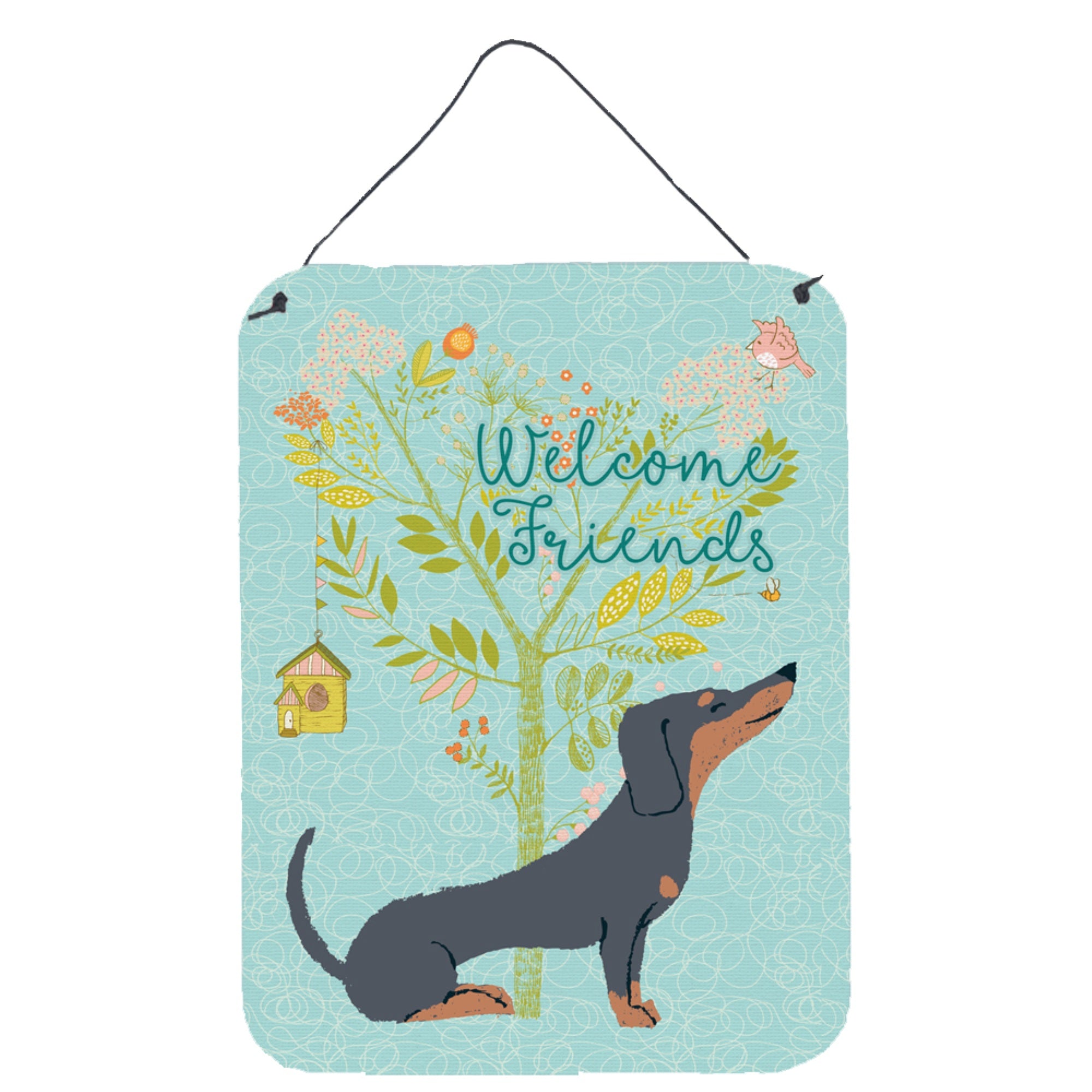'Caroline'S Treasures Welcome Friends Black Tan Dachshund Metal Print, 16H X 12W, Multicolor''