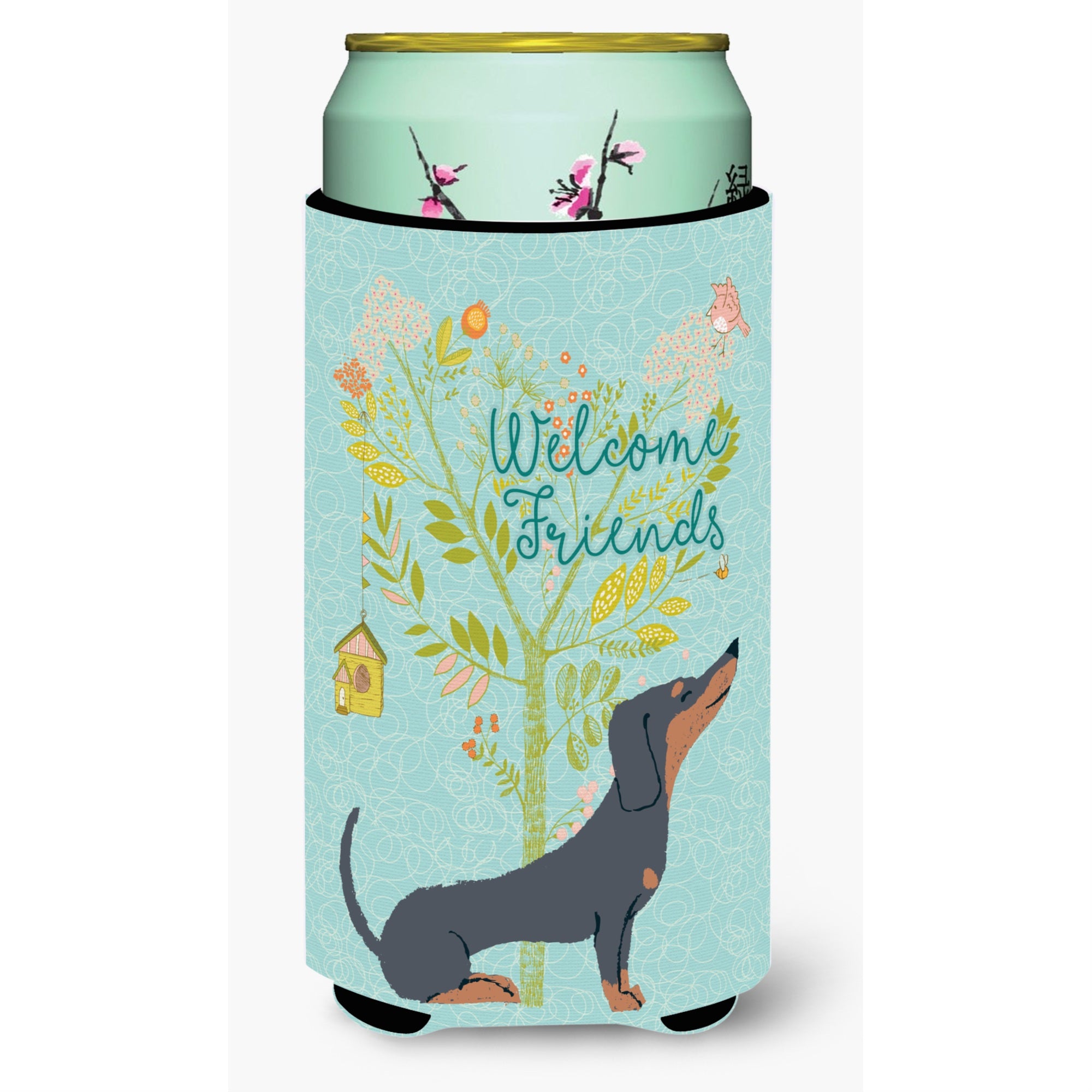 'Caroline'S Treasures Welcome Friends Black Tan Dachshund Decorative Can Hugger, Tall Boy, Multicolor''