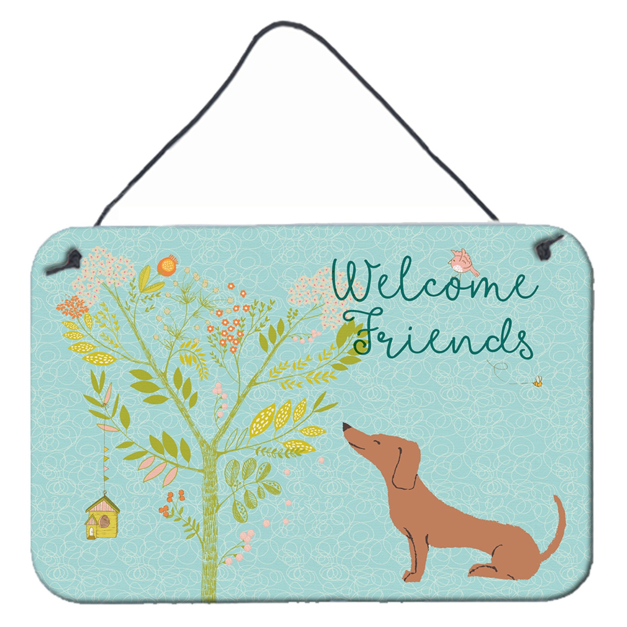 'Caroline'S Treasures Welcome Friends Red Dachshund Metal Print, 8Hx12W, Multicolor''