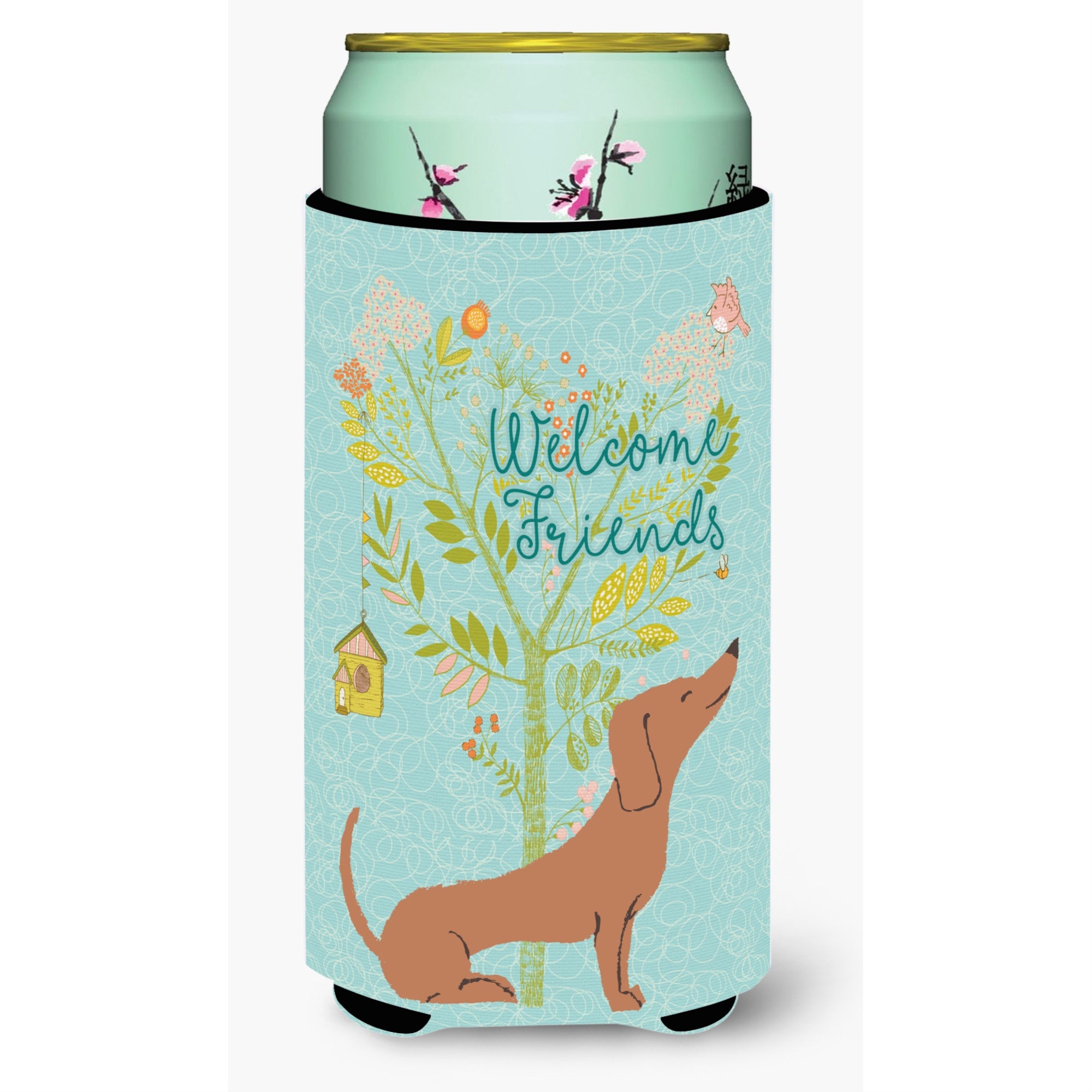 'Caroline'S Treasures Welcome Friends Red Dachshund Decorative Can Hugger, Tall Boy, Multicolor''