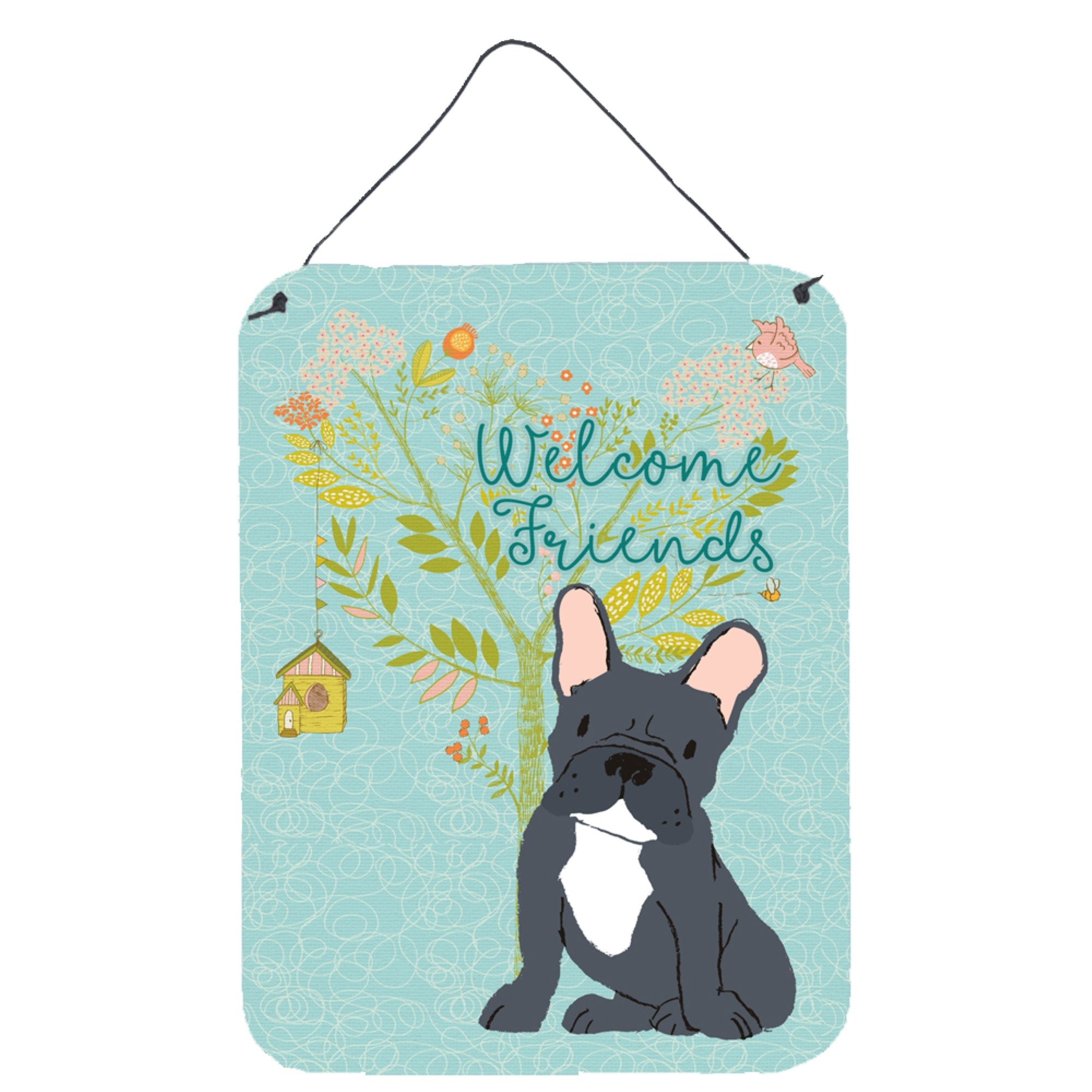'Caroline'S Treasures Welcome Friends Black French Bulldog Metal Print, 16H X 12W, Multicolor''