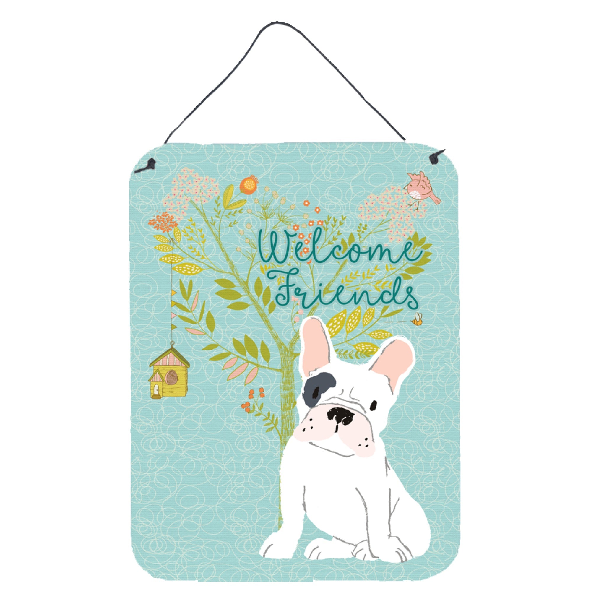 'Caroline'S Treasures Welcome Friends Piebald French Bulldog Metal Print, 16H X 12W, Multicolor''