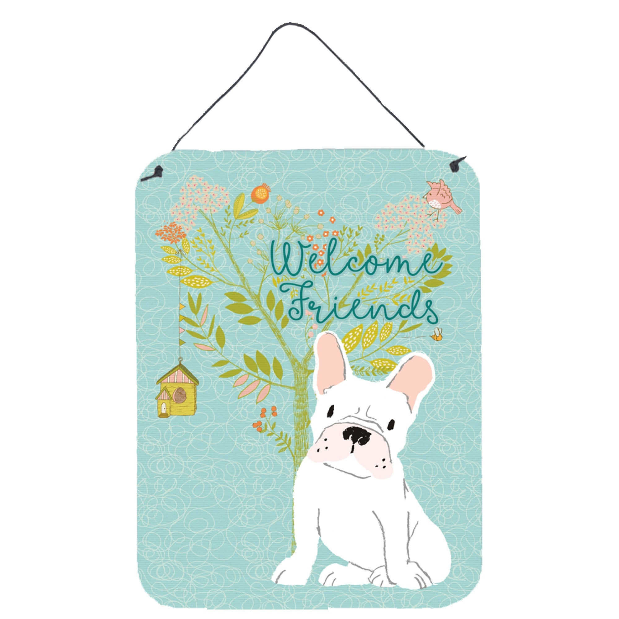 'Caroline'S Treasures Welcome Friends White French Bulldog Metal Print, 16H X 12W, Multicolor''