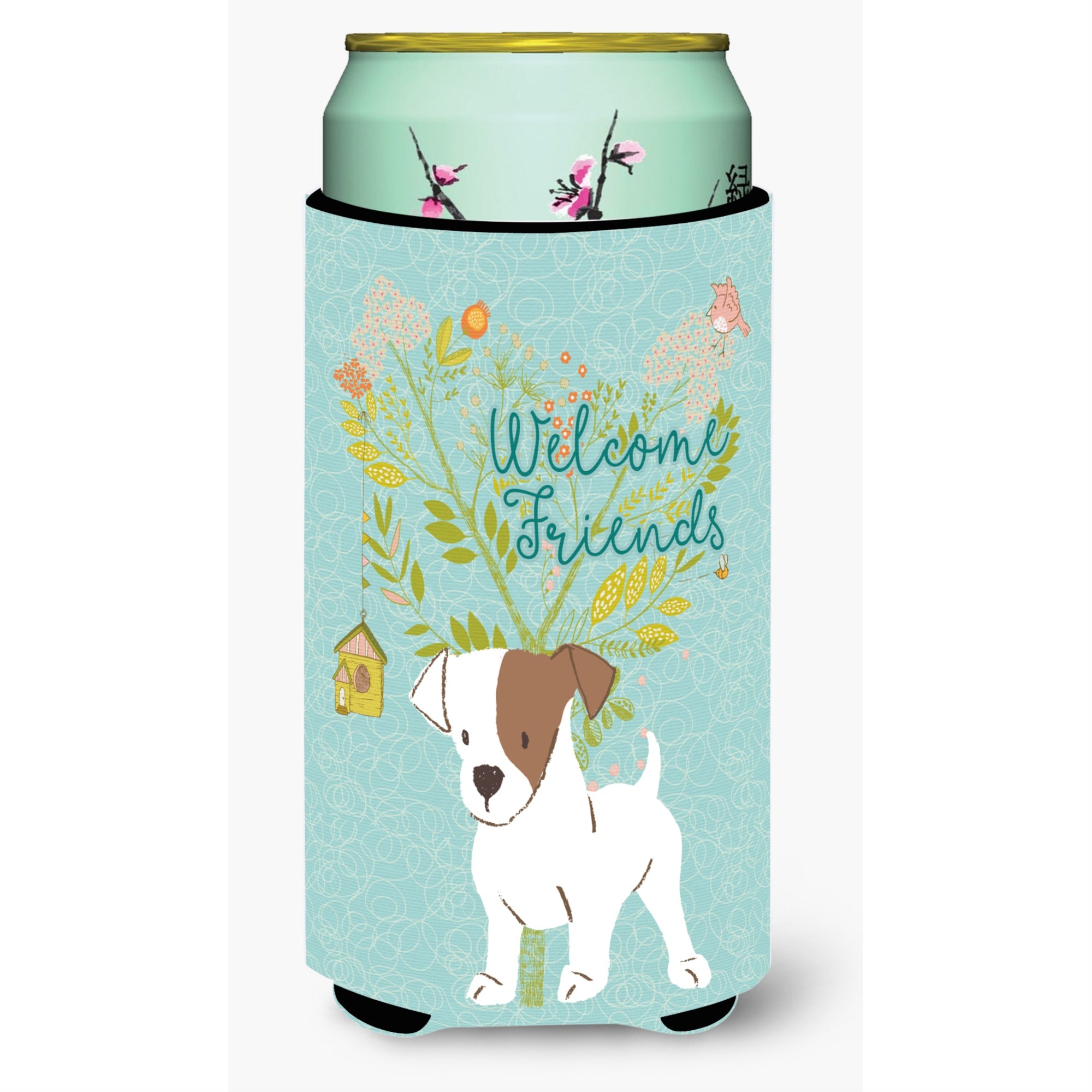 'Caroline'S Treasures Welcome Friends Jack Russell Terrier Puppy Decorative Can Hugger, Tall Boy, Multicolor''