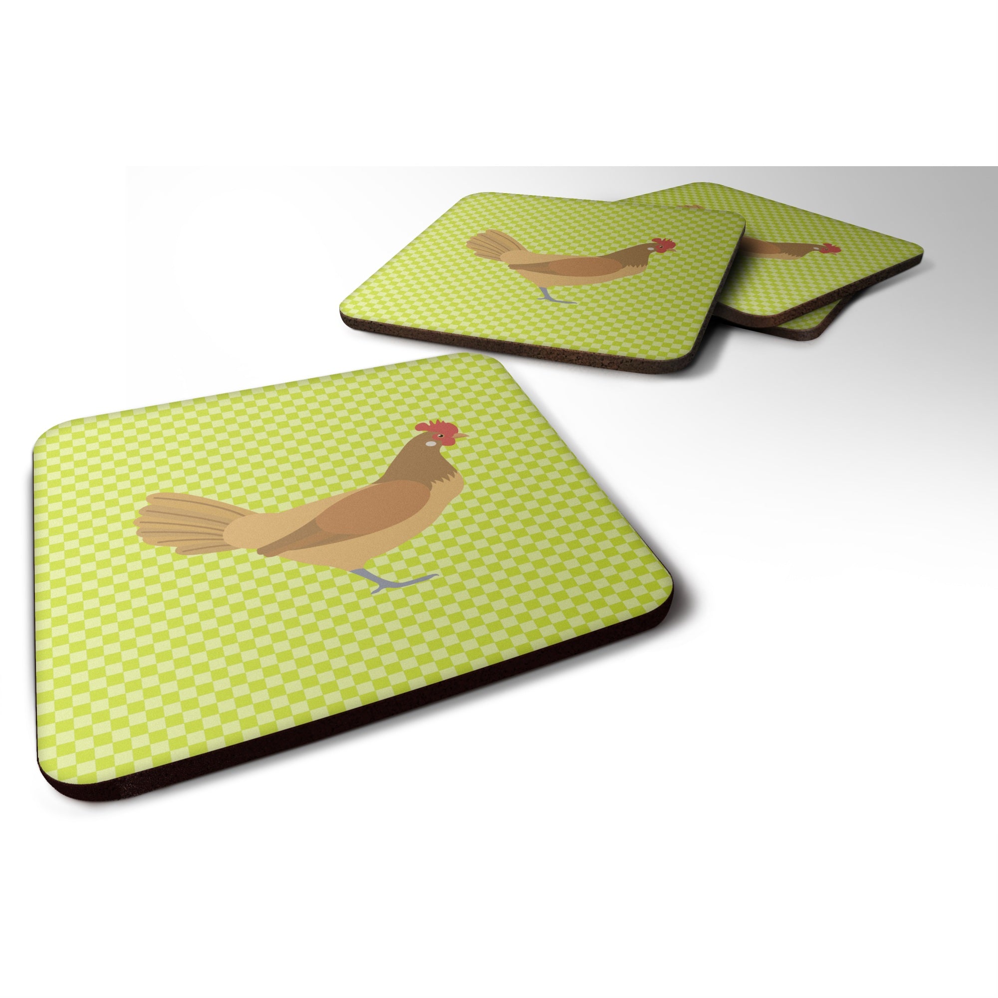 'Caroline'S Treasures Frisian Friesian Chicken Green Decorative Coasters, 3.5, Multicolor''