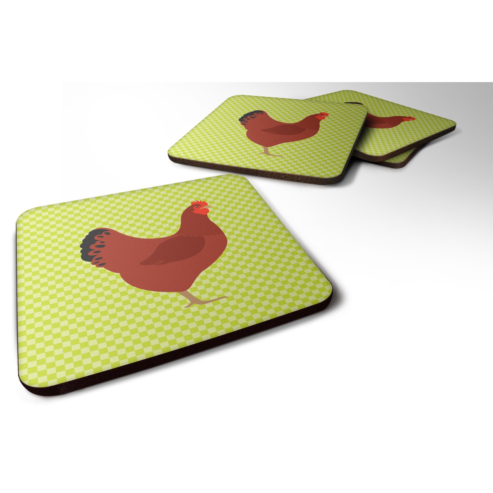 'Caroline'S Treasures New Hampshire Red Chicken Green Decorative Coasters, 3.5, Multicolor''