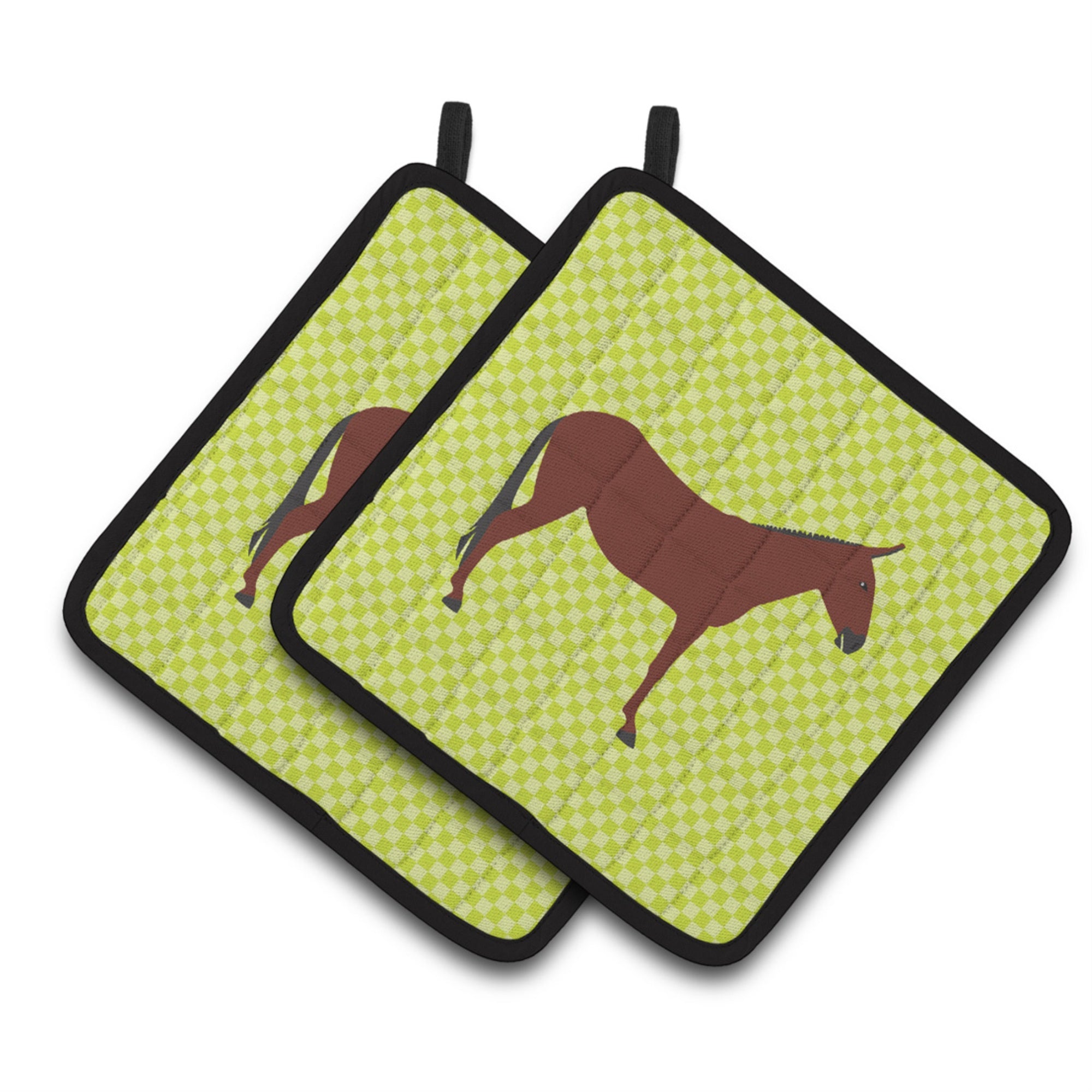 'Caroline'S Treasures Hinny Horse Donkey Green Decorated Pot Holder, 7.5'''' X 7.5''''''