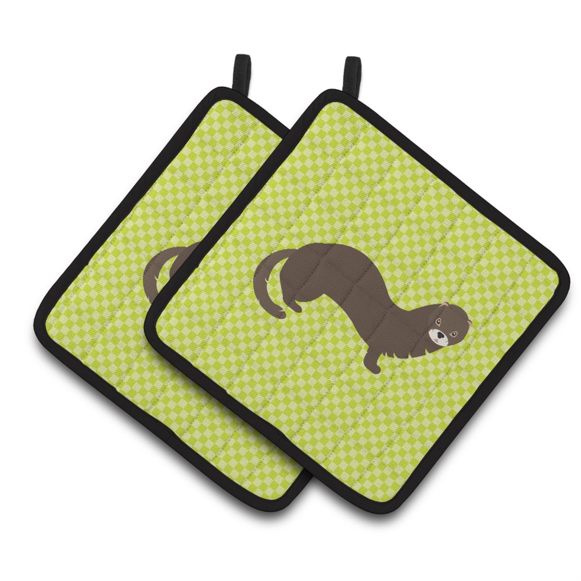 'Caroline'S Treasures Russian Or European Mink Green Decorated Pot Holder, 7.5'''' X 7.5''''''