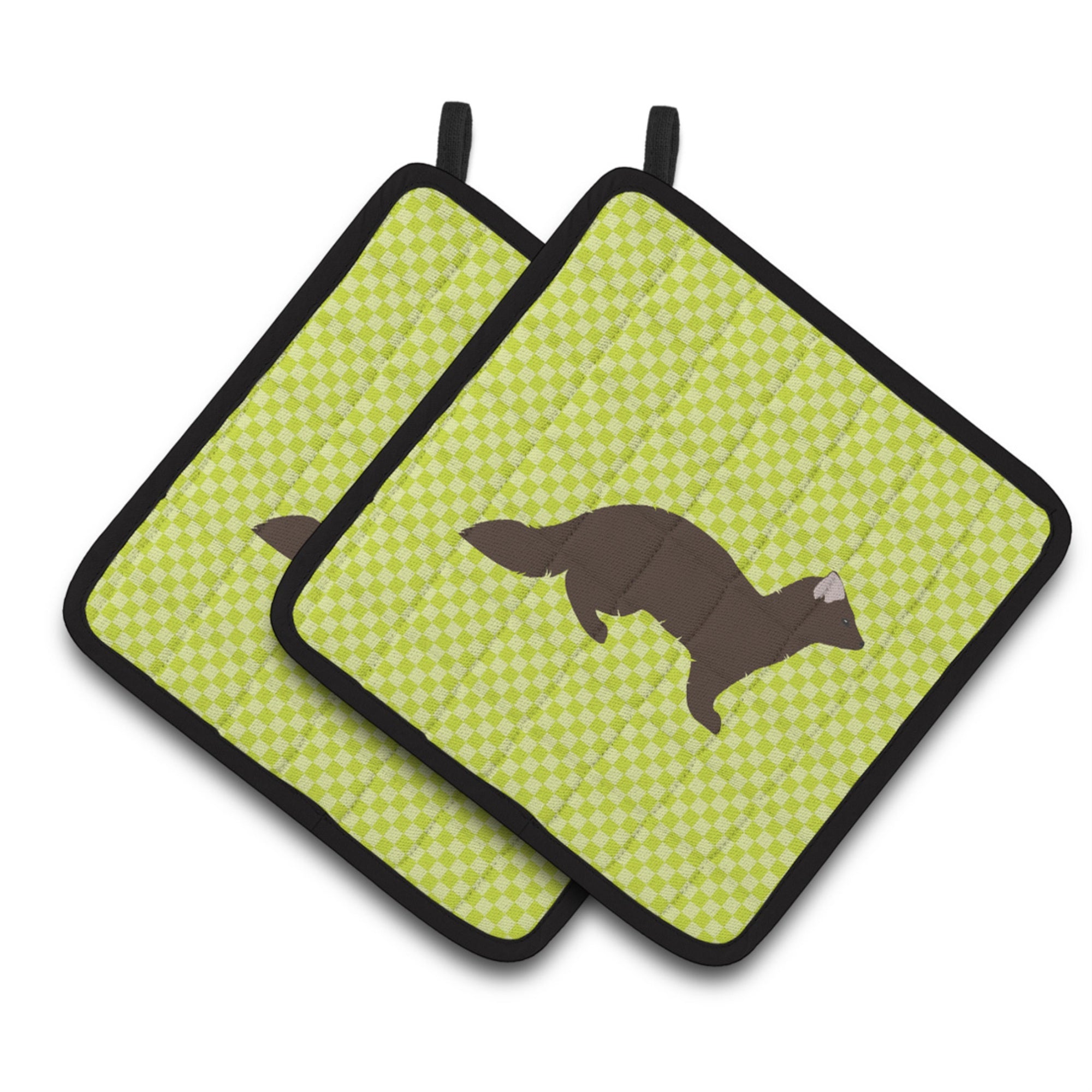 'Caroline'S Treasures Sable Marten Green Decorated Pot Holder, 7.5'''' X 7.5''''''