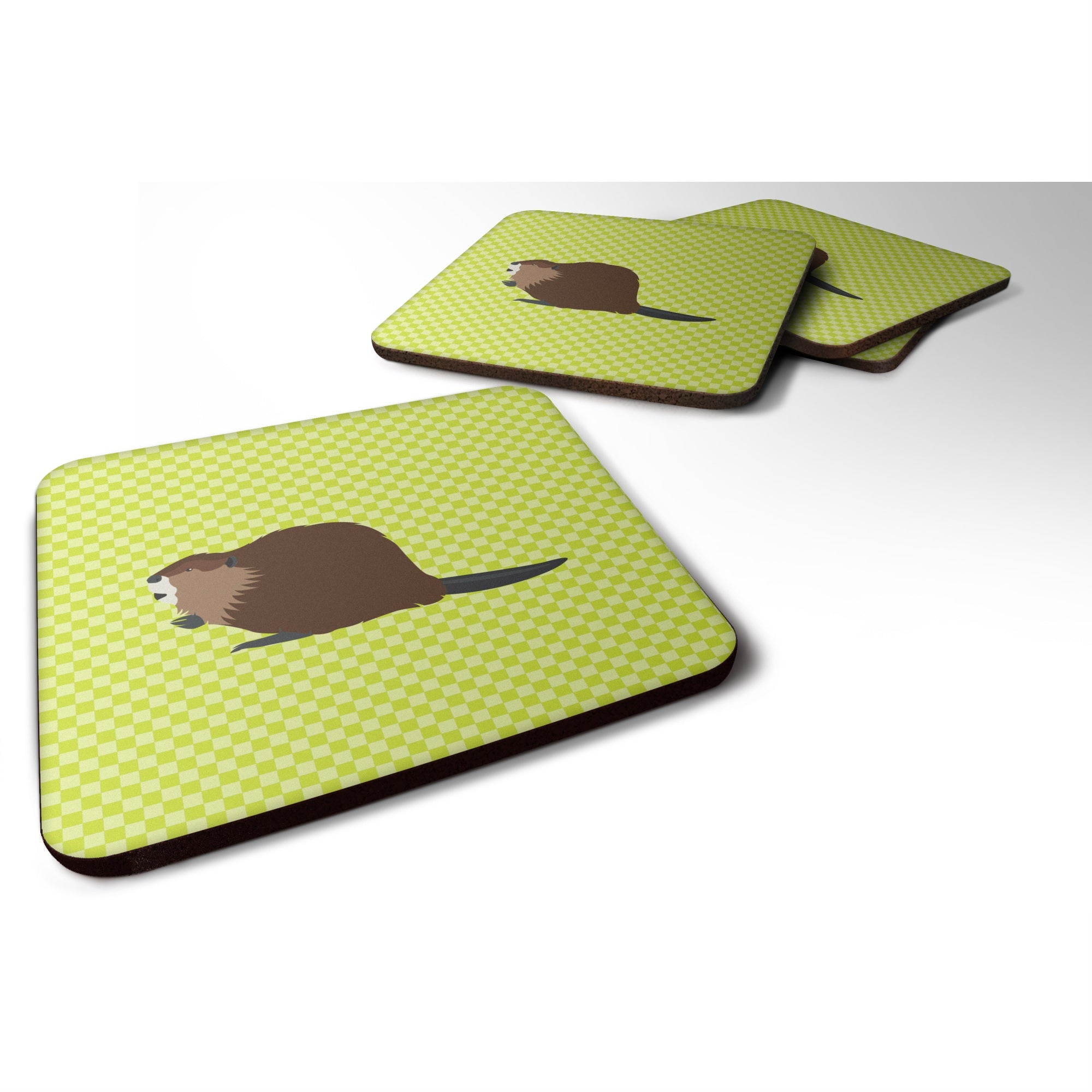 'Caroline'S Treasures Eurasian Beaver Green Decorative Coasters, 3.5, Multicolor''