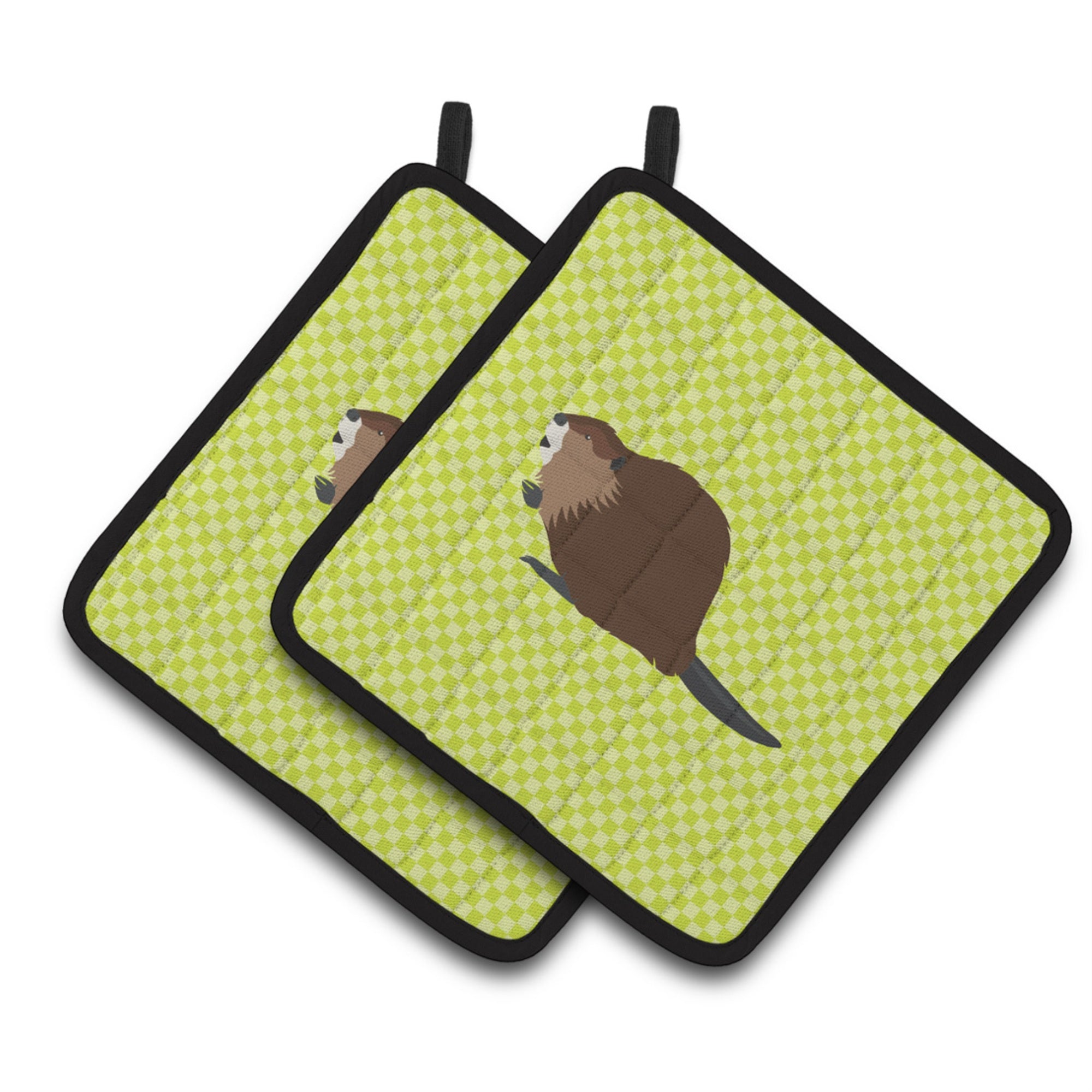 'Caroline'S Treasures Eurasian Beaver Green Decorated Pot Holder, 7.5'''' X 7.5''''''