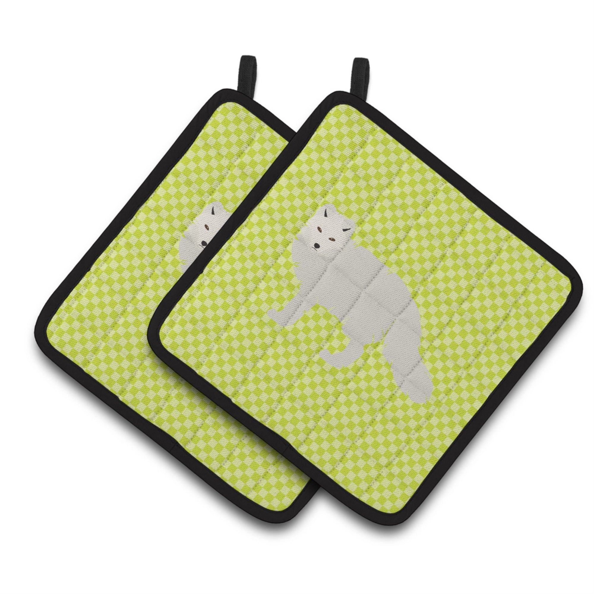 'Caroline'S Treasures White Arctic Fox Green Decorated Pot Holder, 7.5'''' X 7.5''''''