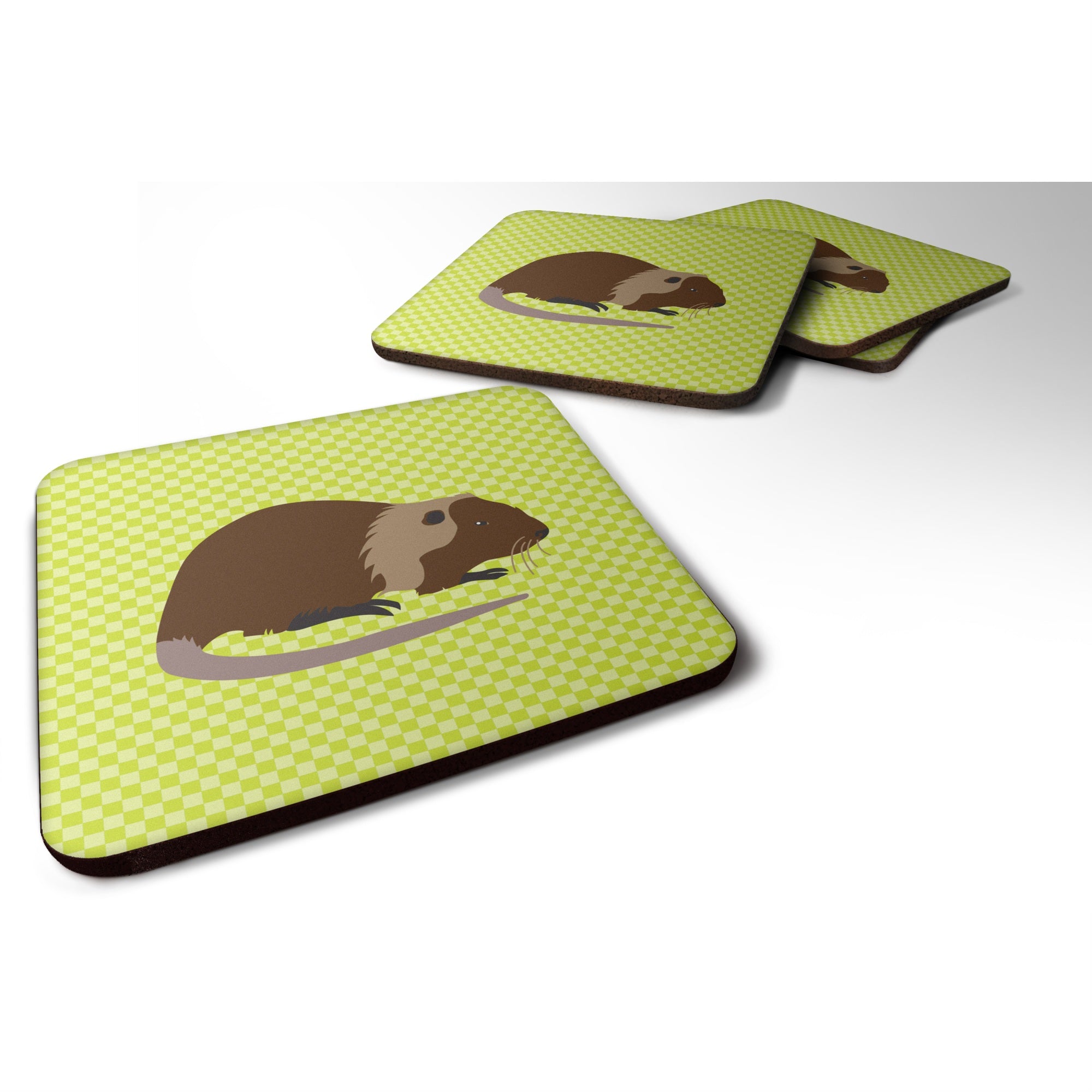 'Caroline'S Treasures Coypu Nutria River Rat Green Decorative Coasters, 3.5, Multicolor''