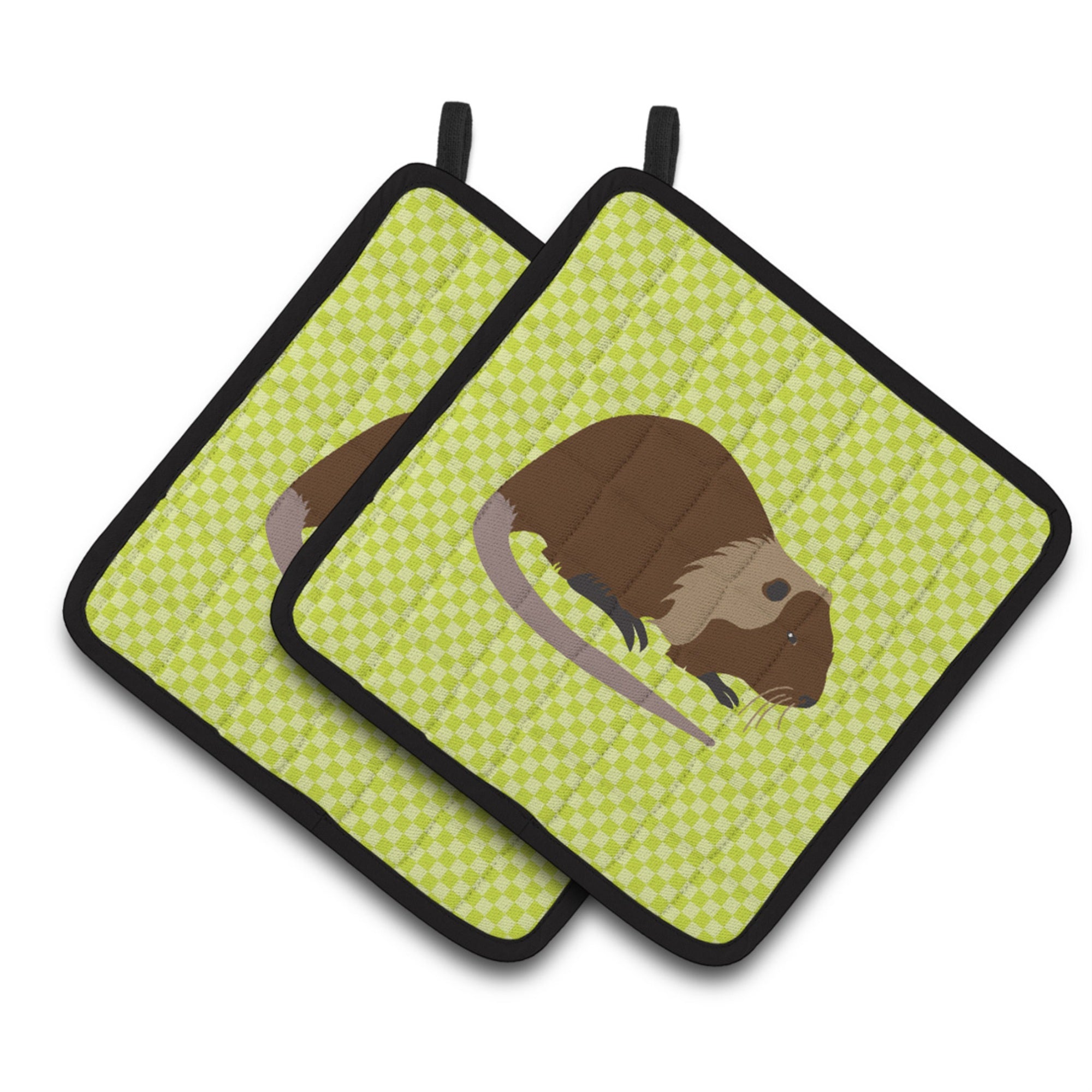 'Caroline'S Treasures Coypu Nutria River Rat Green Decorated Pot Holder, 7.5'''' X 7.5''''''