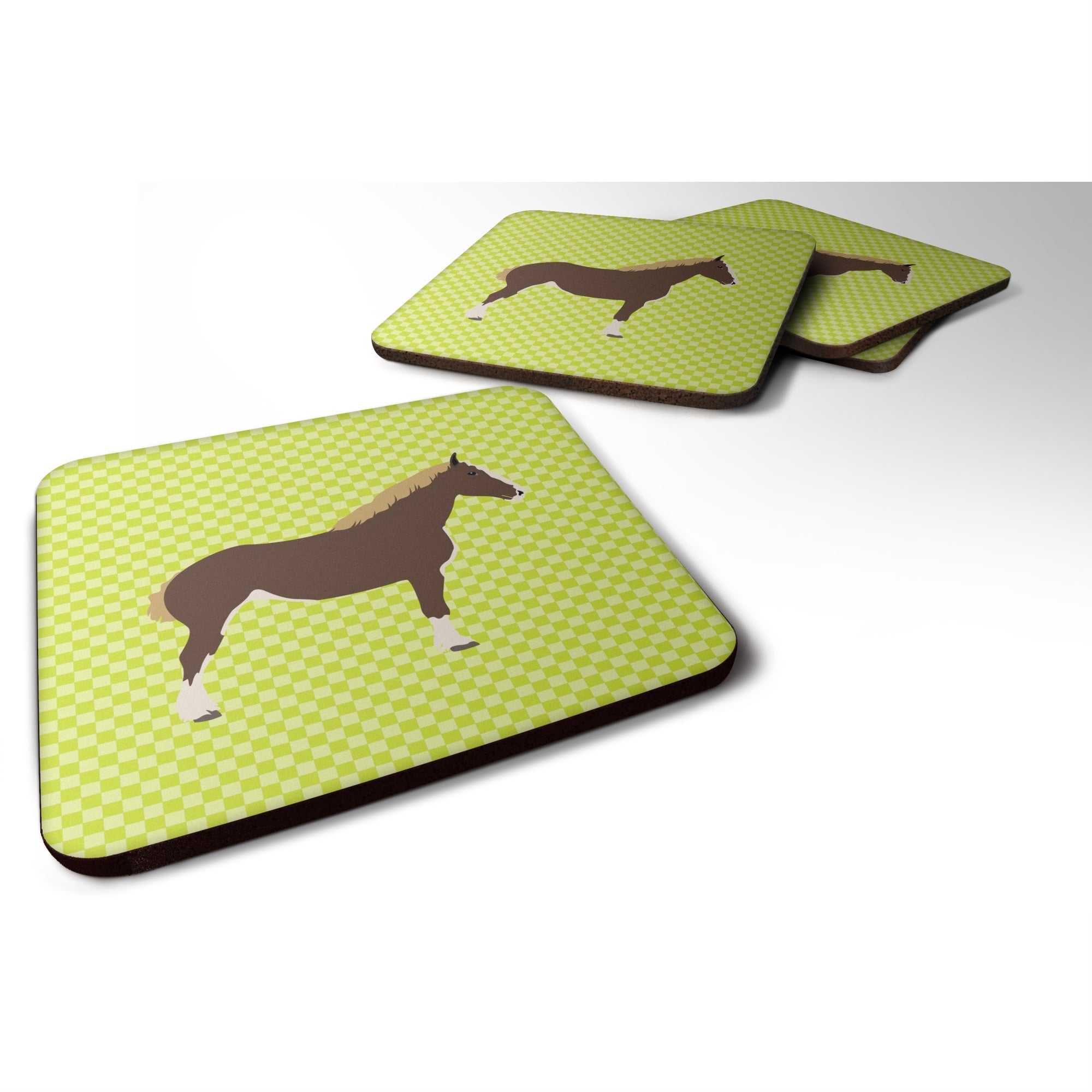 'Caroline'S Treasures Percheron Horse Green Decorative Coasters, 3.5'''', Multicolor''