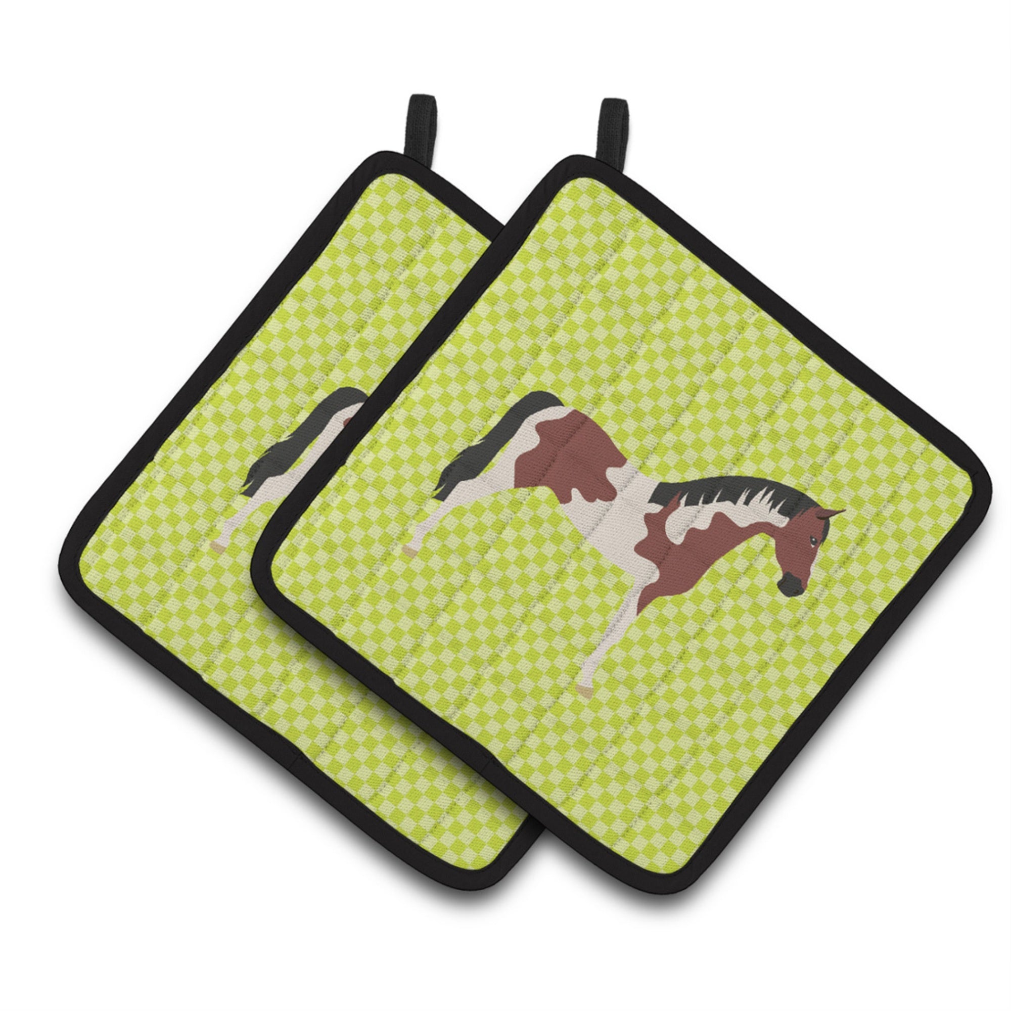 'Caroline'S Treasures Pinto Horse Green Decorated Pot Holder, 7.5'''' X 7.5''''''
