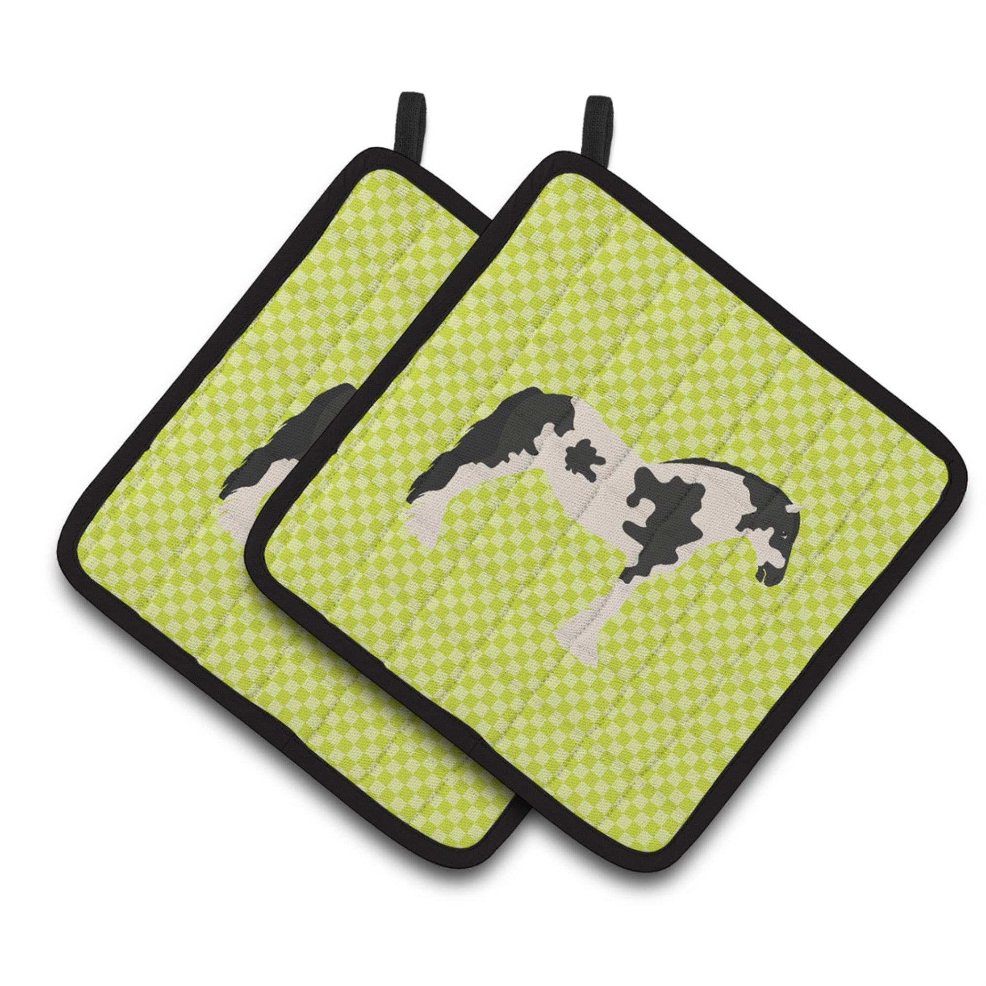'Caroline'S Treasures Cyldesdale Horse Green Decorated Pot Holder, 7.5'''' X 7.5''''''