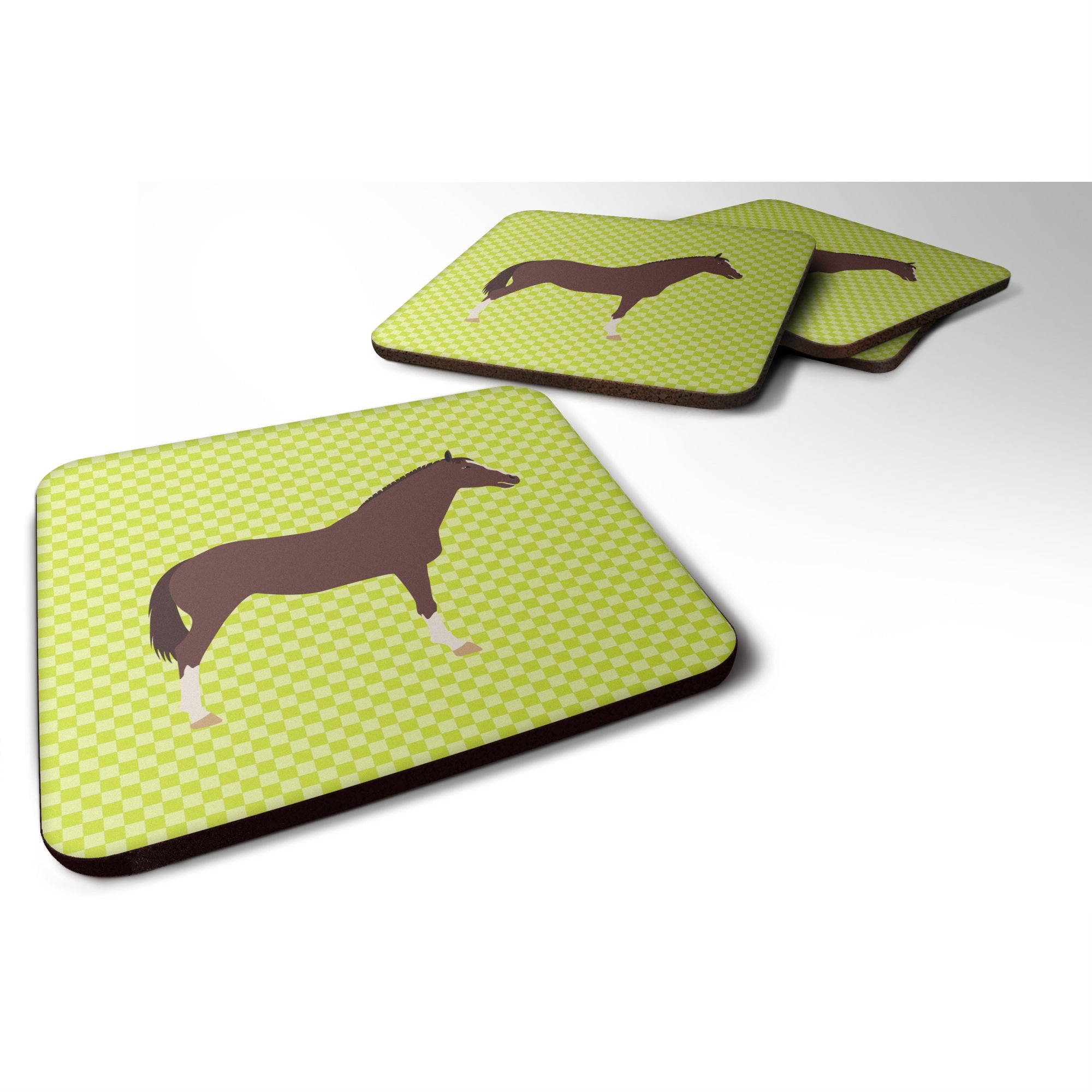 'Caroline'S Treasures English Thoroughbred Horse Green Decorative Coasters, 3.5, Multicolor''