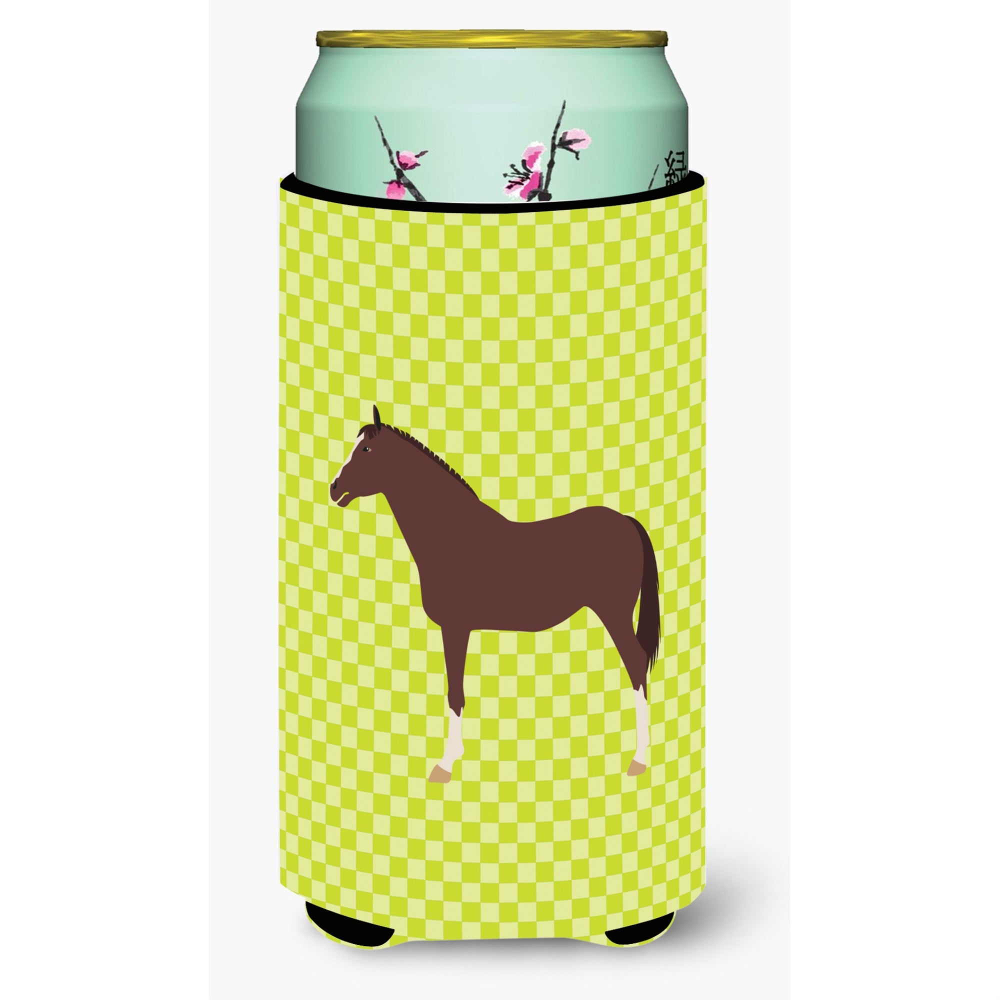 'Caroline'S Treasures English Thoroughbred Horse Green Decorative Can Hugger, Tall Boy, Multicolor''