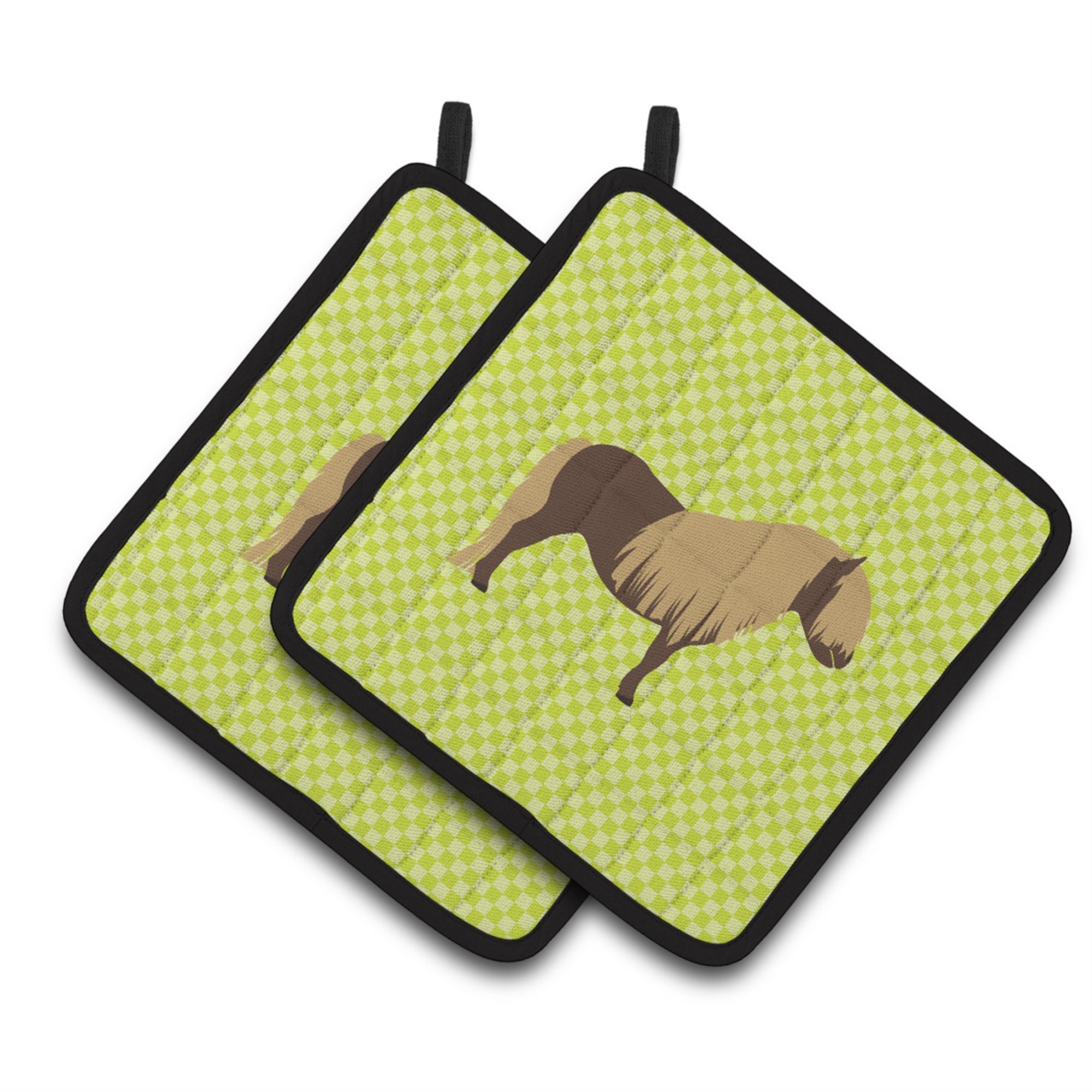 'Caroline'S Treasures Shetland Pony Horse Green Decorated Pot Holder, 7.5'''' X 7.5''''''