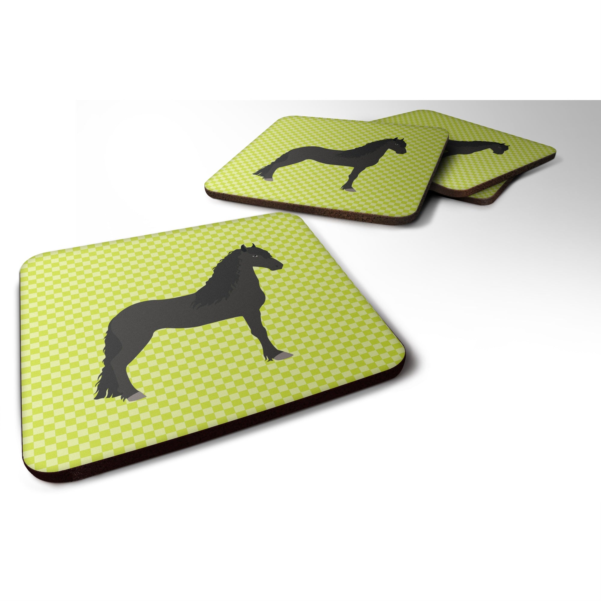 'Caroline'S Treasures Friesian Horse Green Decorative Coasters, 3.5'''', Multicolor''