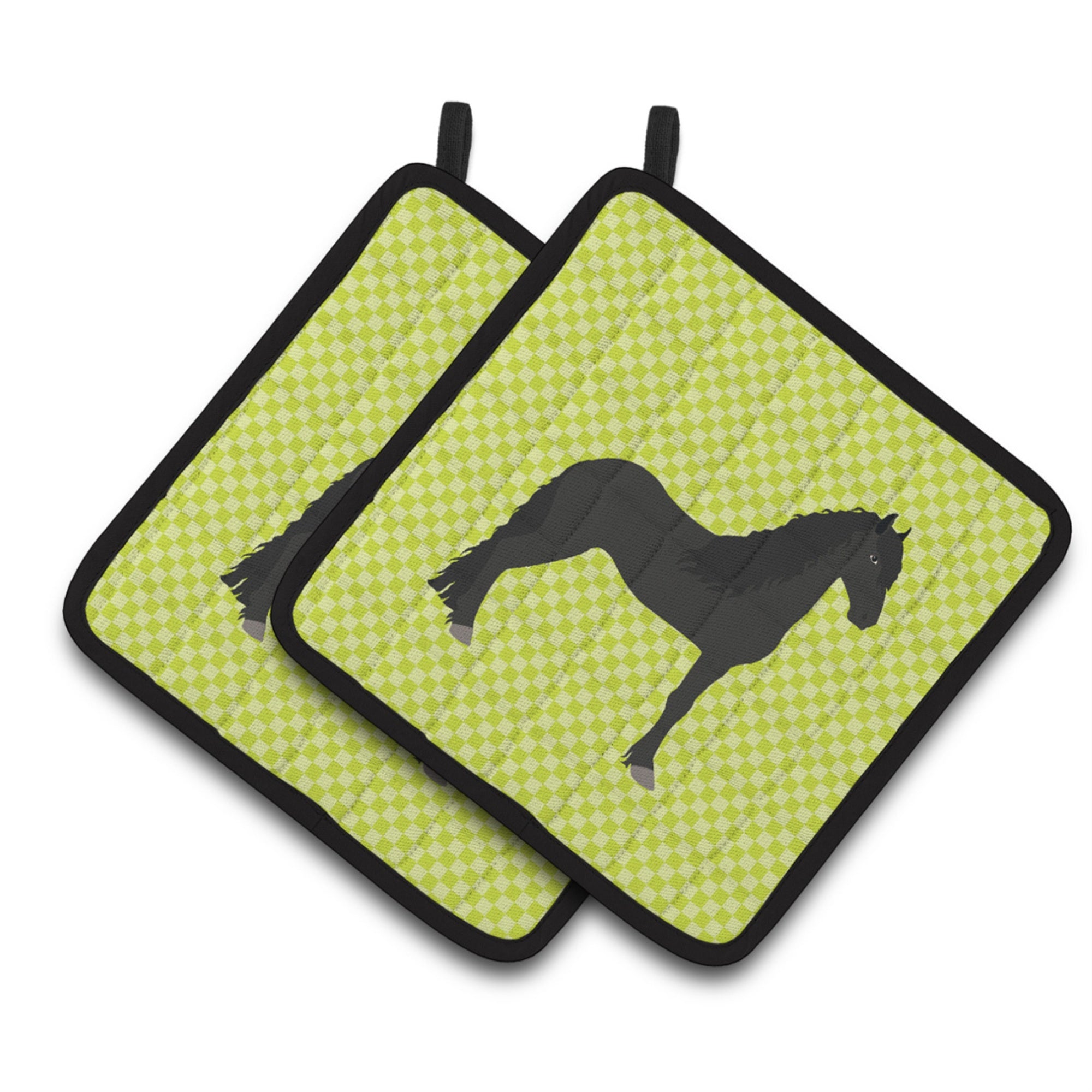 'Caroline'S Treasures Friesian Horse Green Decorated Pot Holder, 7.5'''' X 7.5''''''