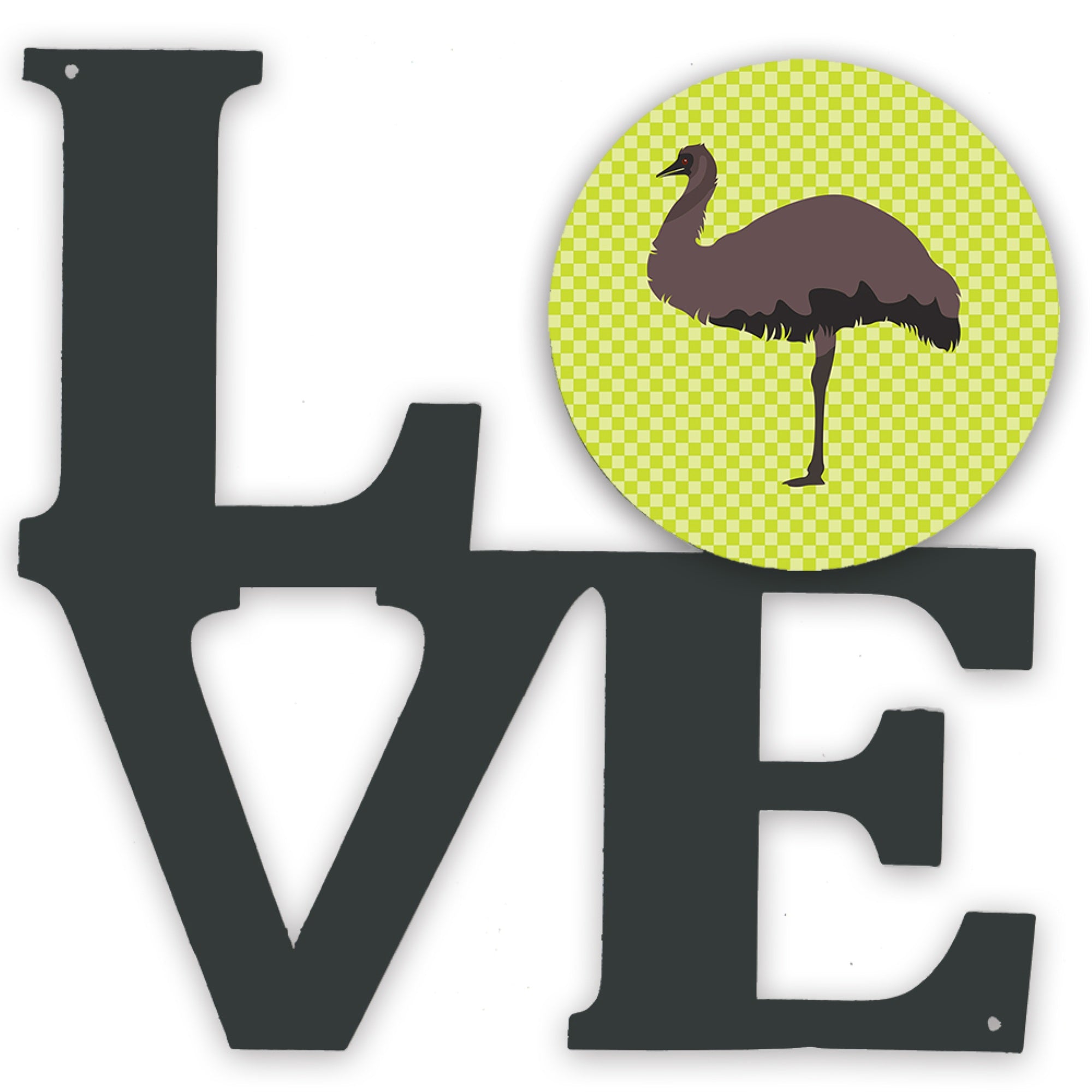 'Caroline'S Treasures Emu Green Metal Artwork Love Wall-Decor, Multicolor''