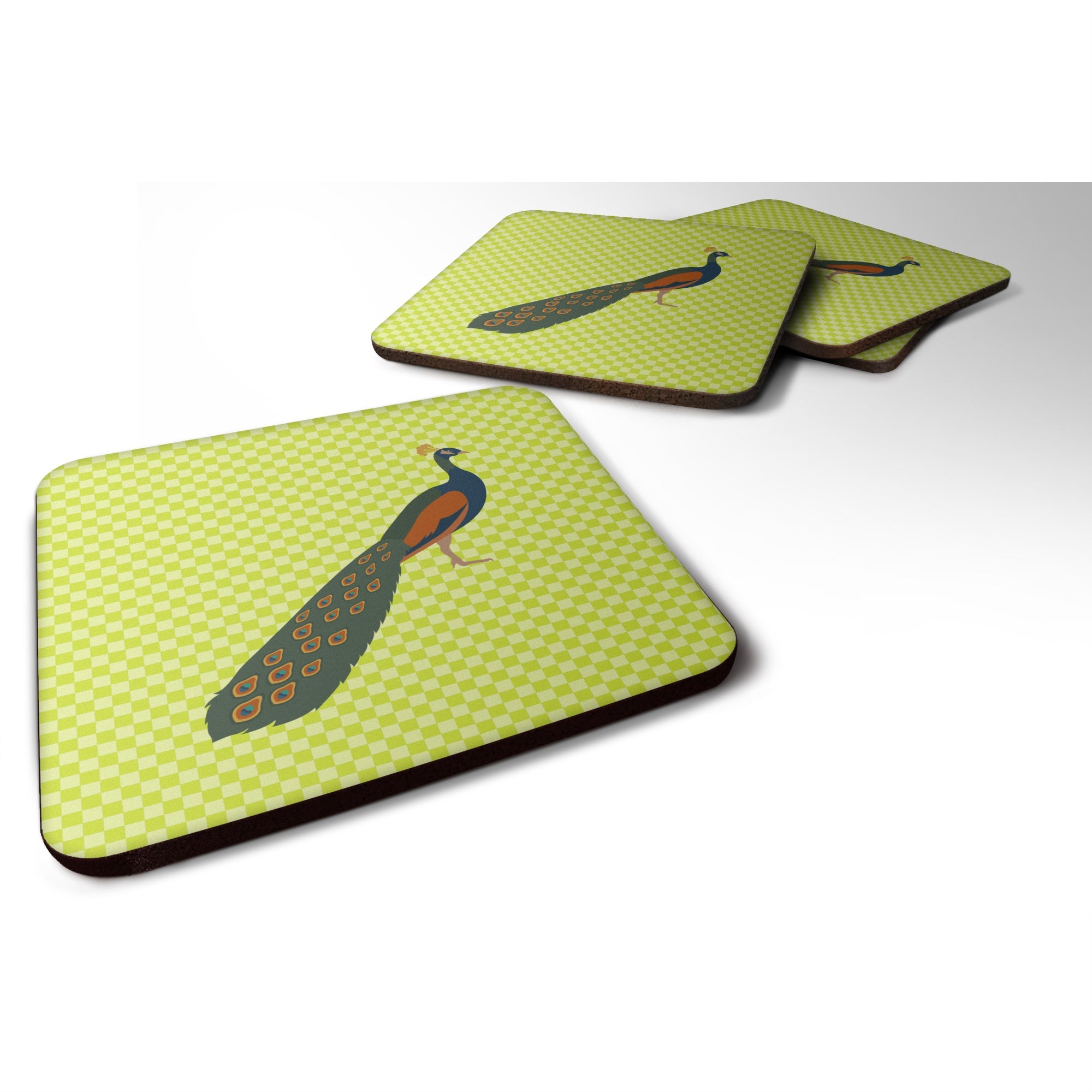 'Caroline'S Treasures Indian Peacock Peafowl Green Decorative Coasters, 3.5'''', Multicolor''