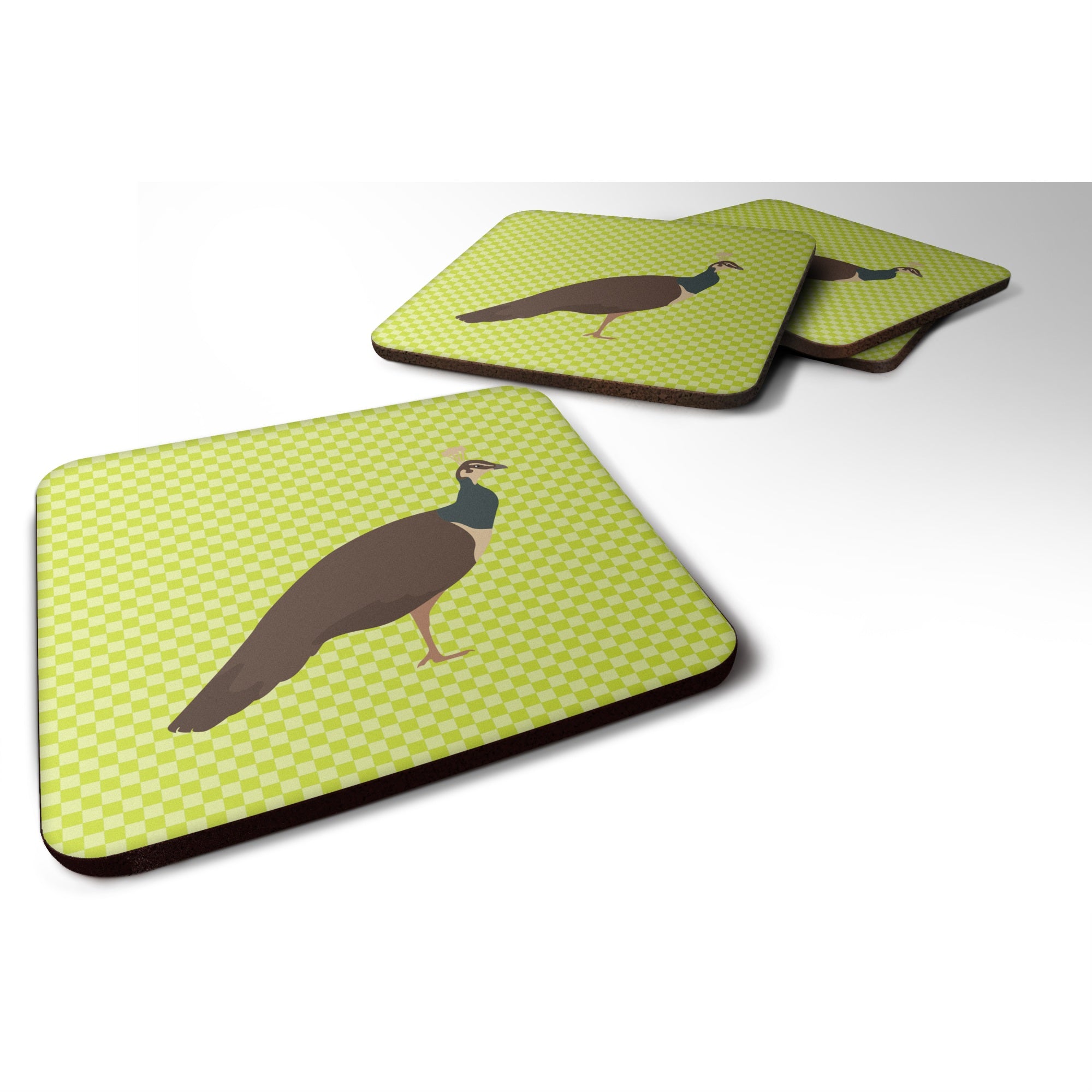 'Caroline'S Treasures Indian Peahen Peafowl Green Decorative Coasters, 3.5, Multicolor''