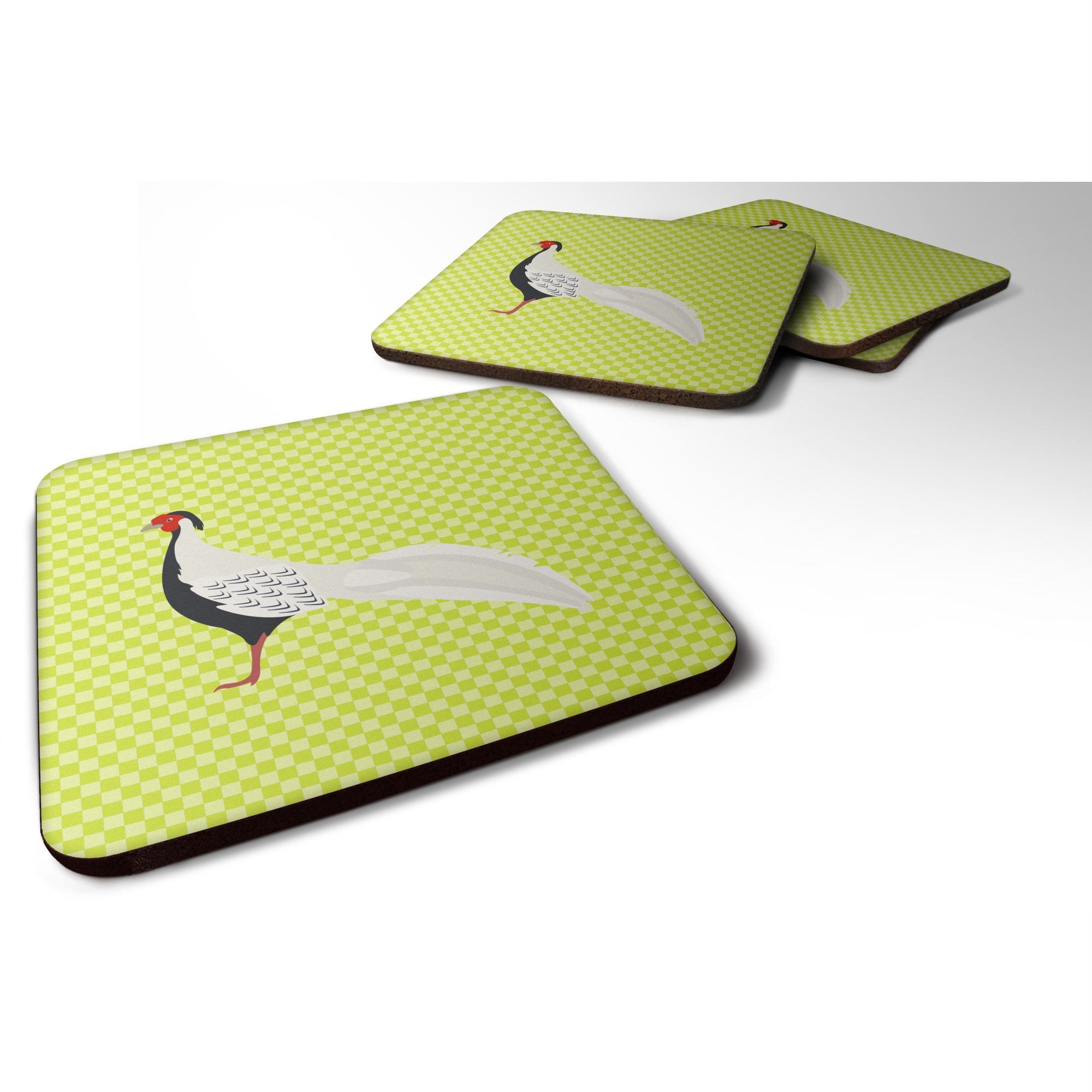 'Caroline'S Treasures Silver Pheasant Green Decorative Coasters, 3.5, Multicolor''