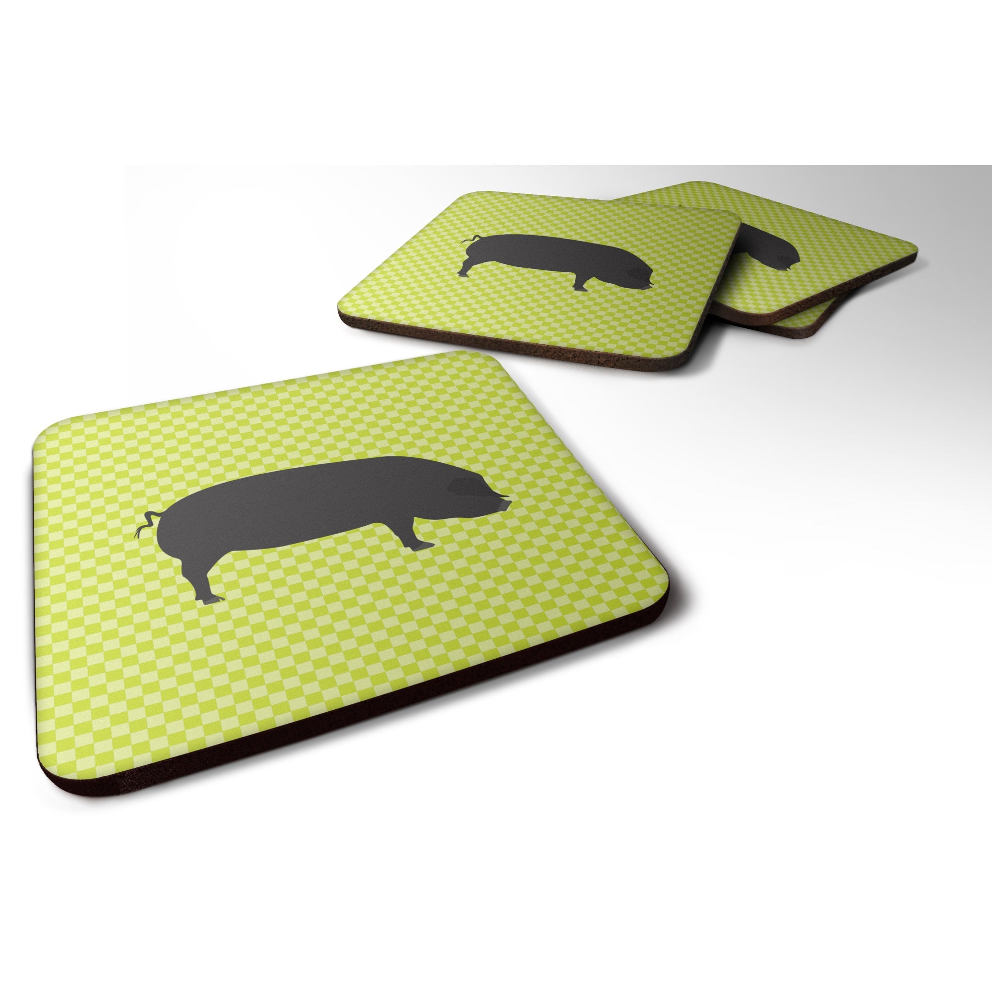 'Caroline'S Treasures Devon Large Black Pig Green Decorative Coasters, 3.5, Multicolor''