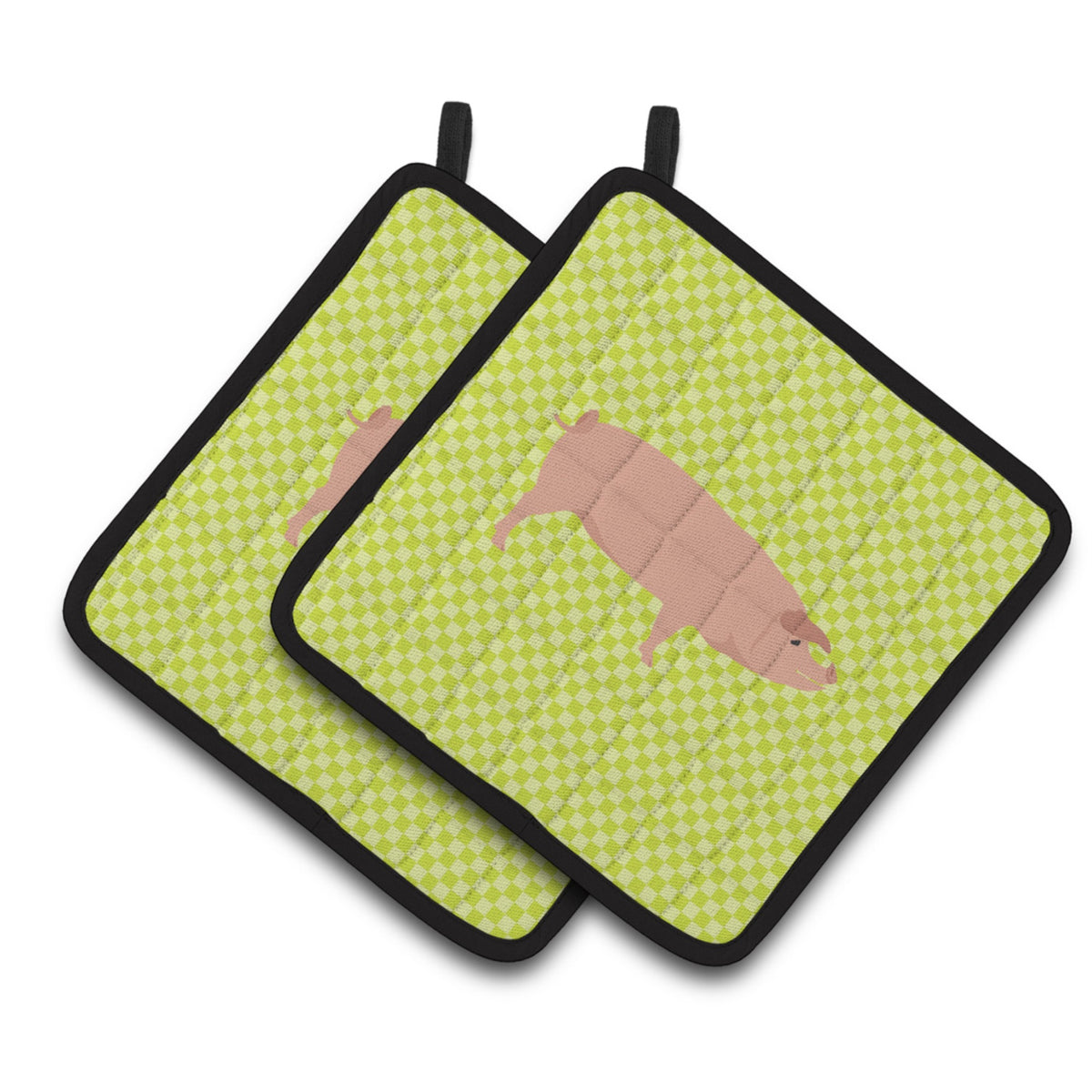 'Caroline'S Treasures American Landrace Pig Green Decorated Pot Holder, 7.5'''' X 7.5''''''