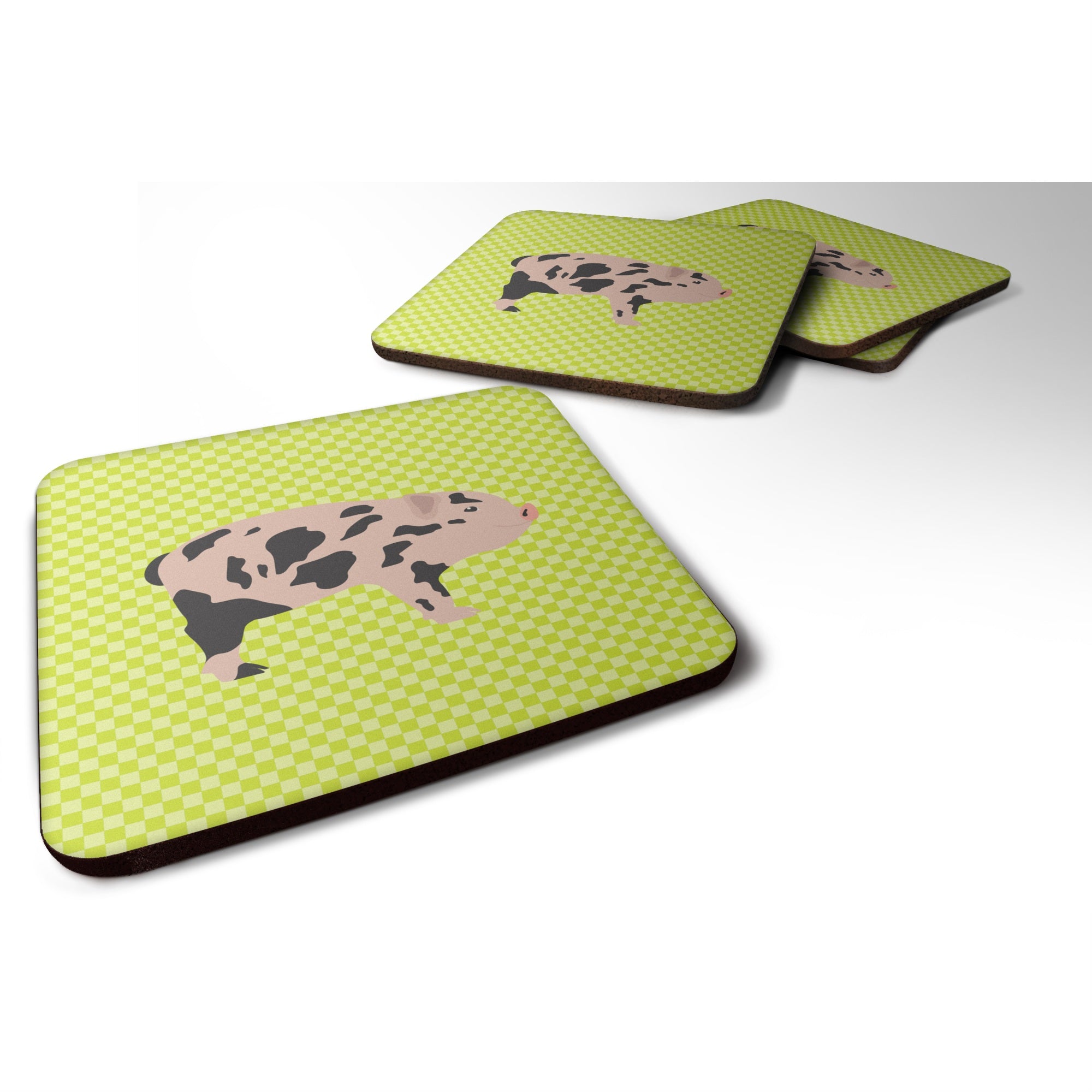 'Caroline'S Treasures Mini Miniature Pig Green Decorative Coasters, 3.5, Multicolor''