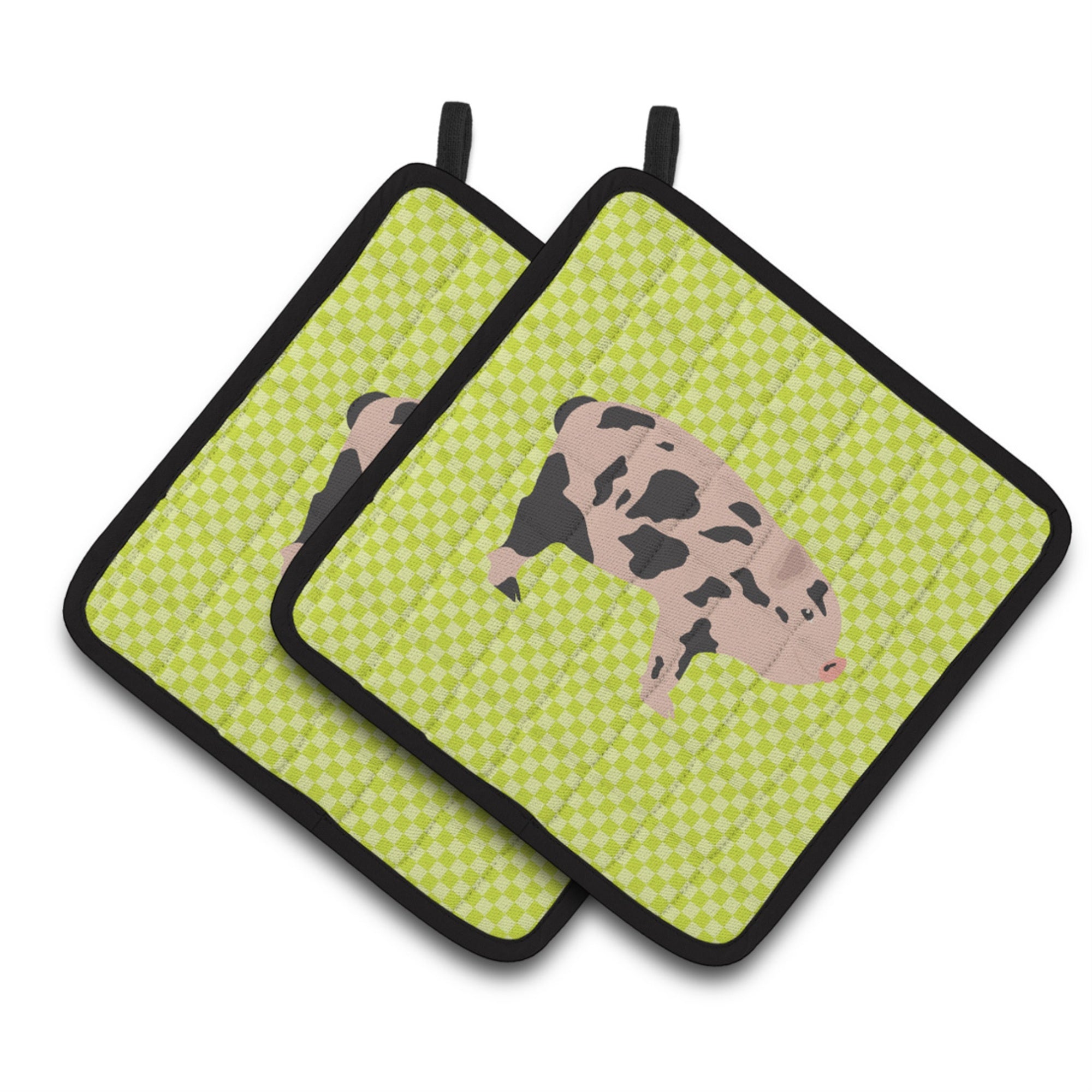 'Caroline'S Treasures Mini Miniature Pig Green Decorated Pot Holder, 7.5'''' X 7.5''''''