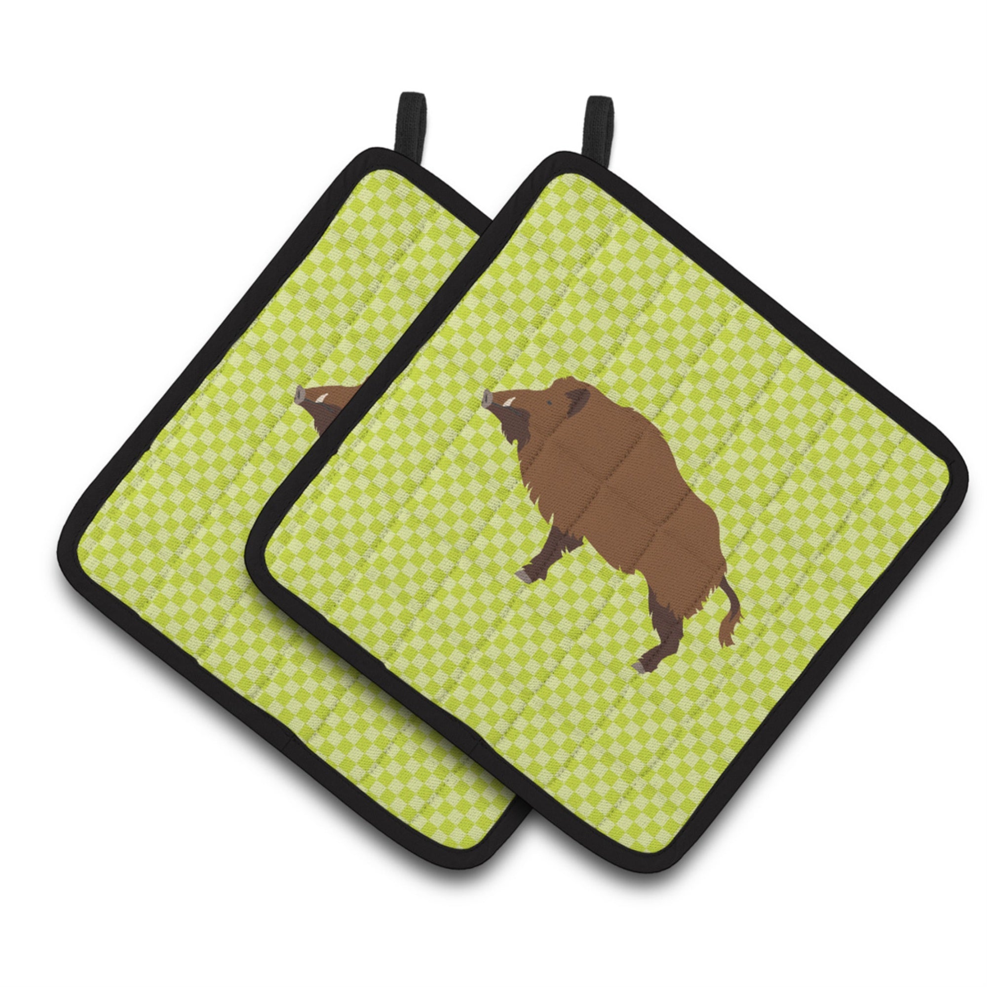 'Caroline'S Treasures Wild Boar Pig Green Decorated Pot Holder, 7.5'''' X 7.5''''''