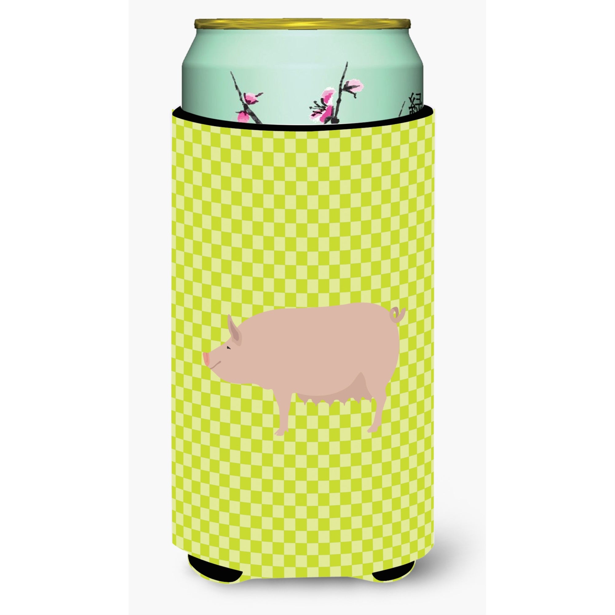 'Caroline'S Treasures English Large White Pig Green Decorative Can Hugger, Tall Boy, Multicolor''