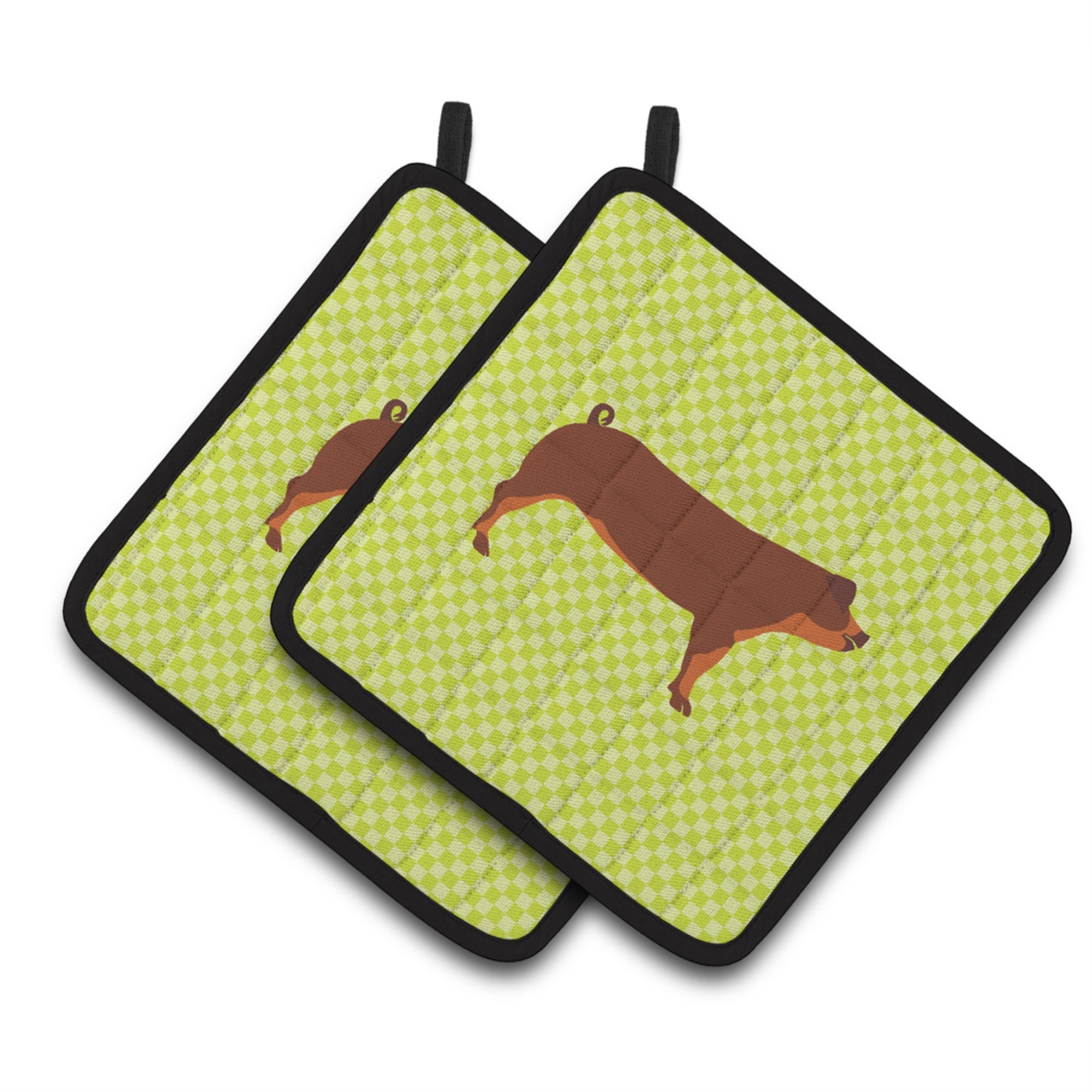 'Caroline'S Treasures Duroc Pig Green Decorated Pot Holder, 7.5'''' X 7.5''''''