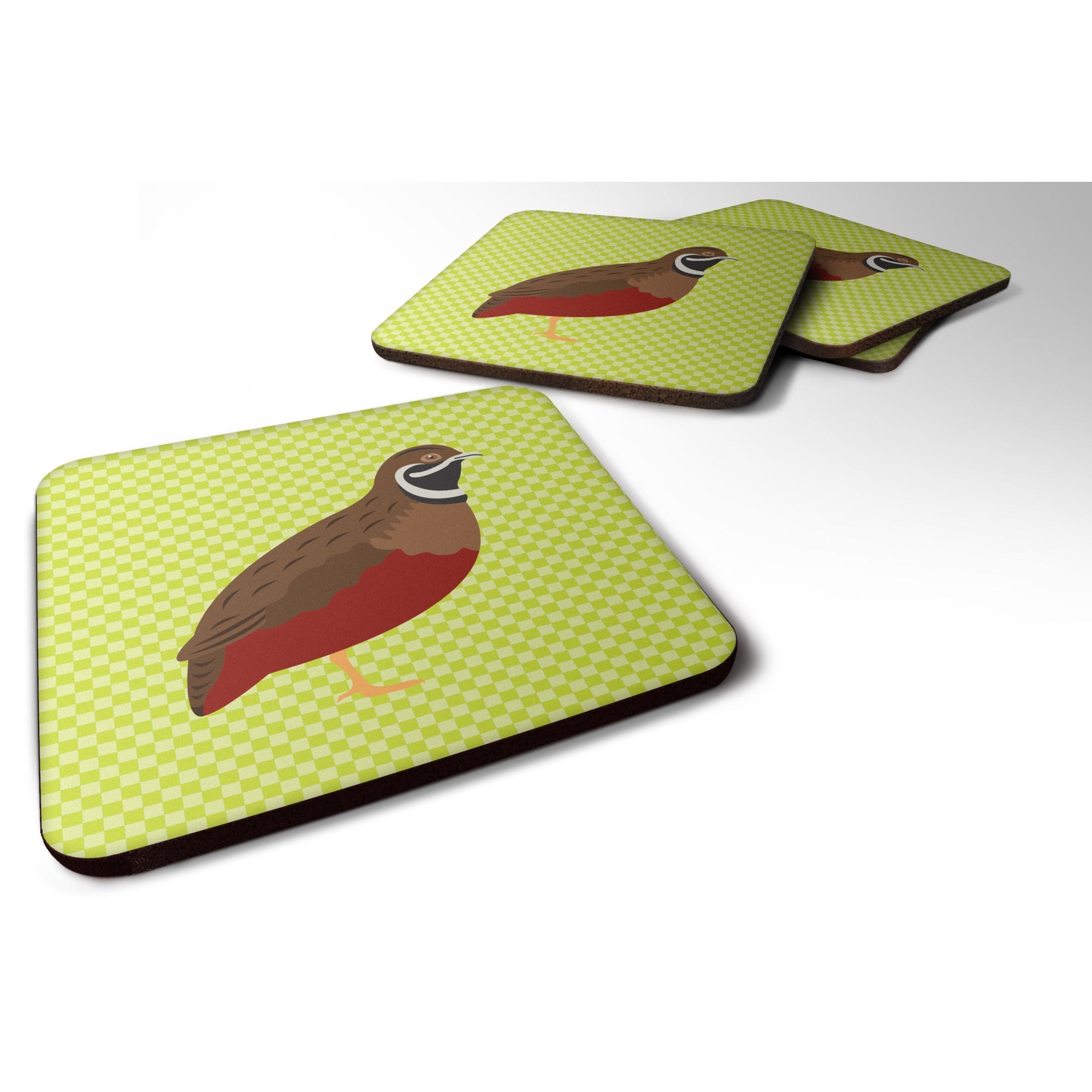 'Caroline'S Treasures Chinese Painted Or King Quail Green Decorative Coasters, 3.5, Multicolor''