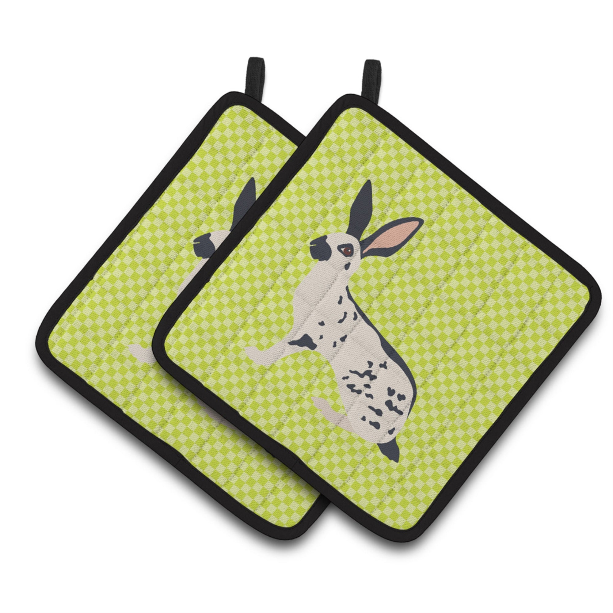 'Caroline'S Treasures English Spot Rabbit Green Decorated Pot Holder, 7.5'''' X 7.5''''''