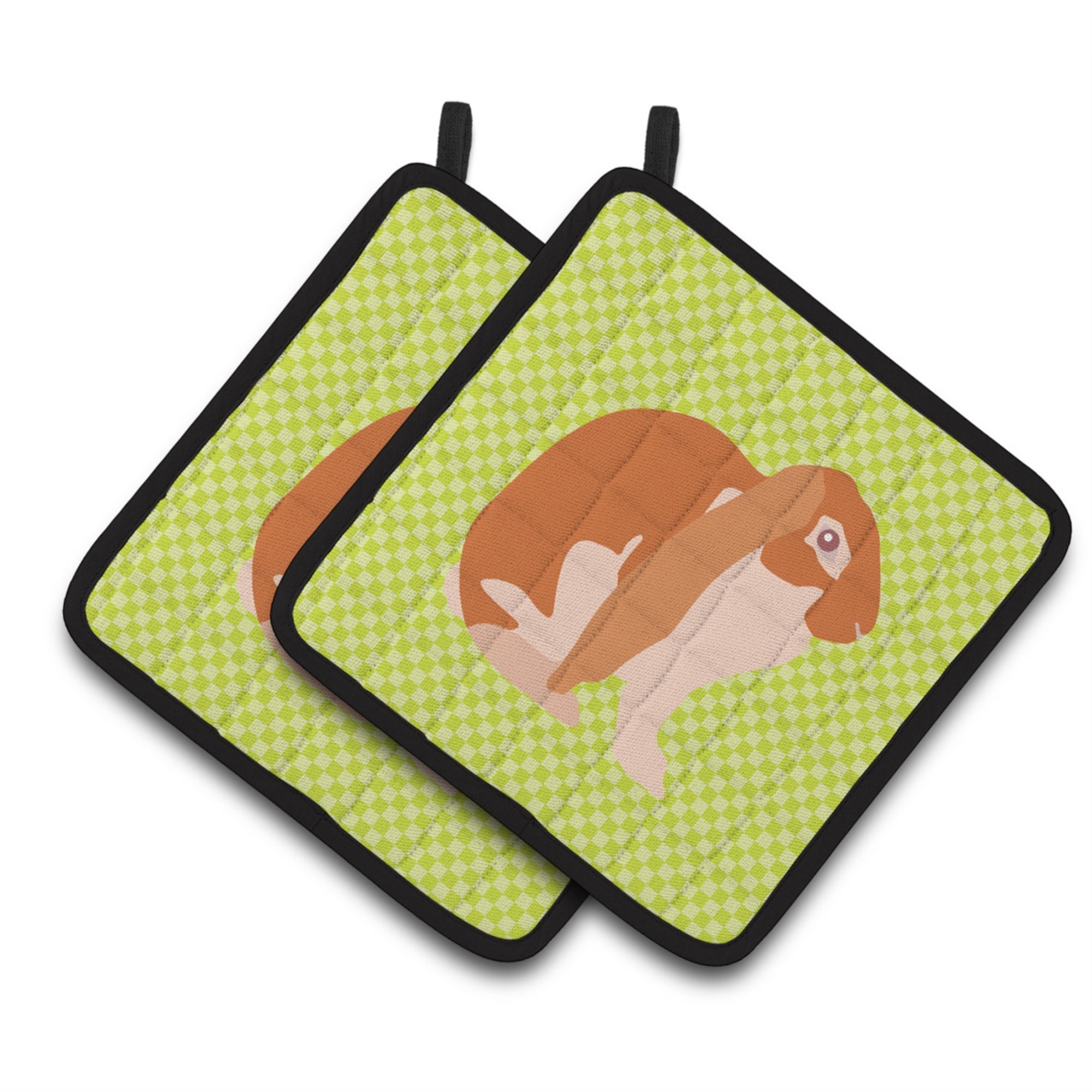 'Caroline'S Treasures English Lop Rabbit Green Decorated Pot Holder, 7.5'''' X 7.5''''''