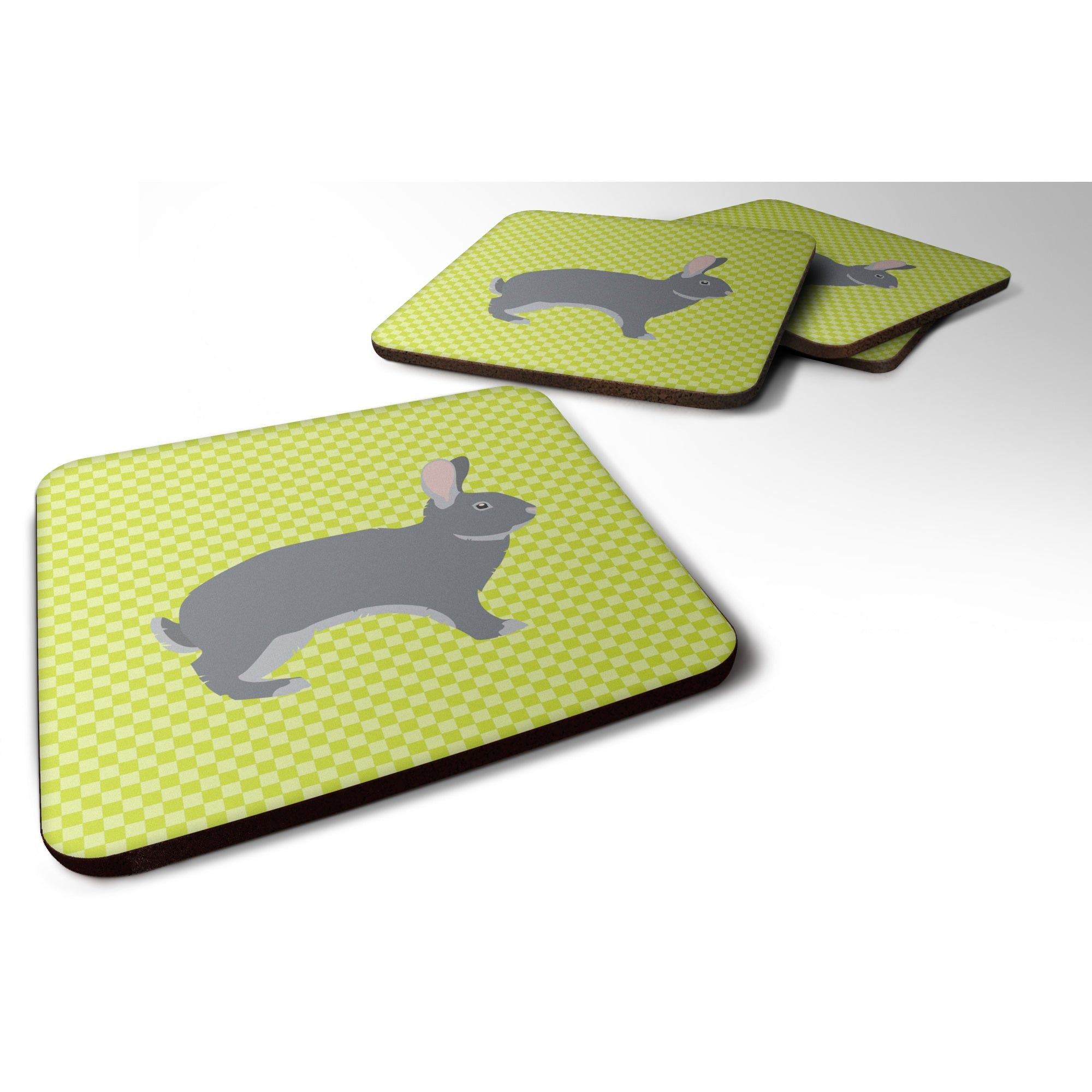 'Caroline'S Treasures Giant Chinchilla Rabbit Green Decorative Coasters, 3.5, Multicolor''