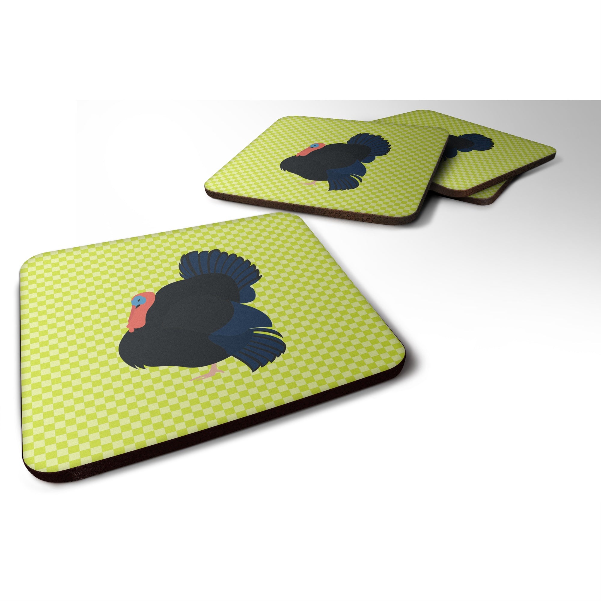 'Caroline'S Treasures Norfolk Black Turkey Green Decorative Coasters, 3.5, Multicolor''