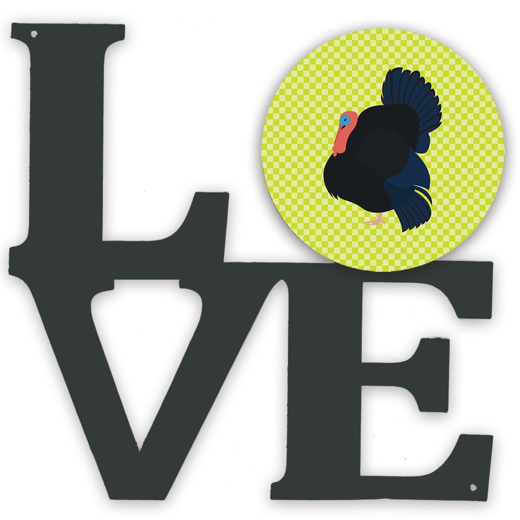 'Caroline'S Treasures Norfolk Black Turkey Green Metal Artwork Love Wall-Decor, Multicolor''