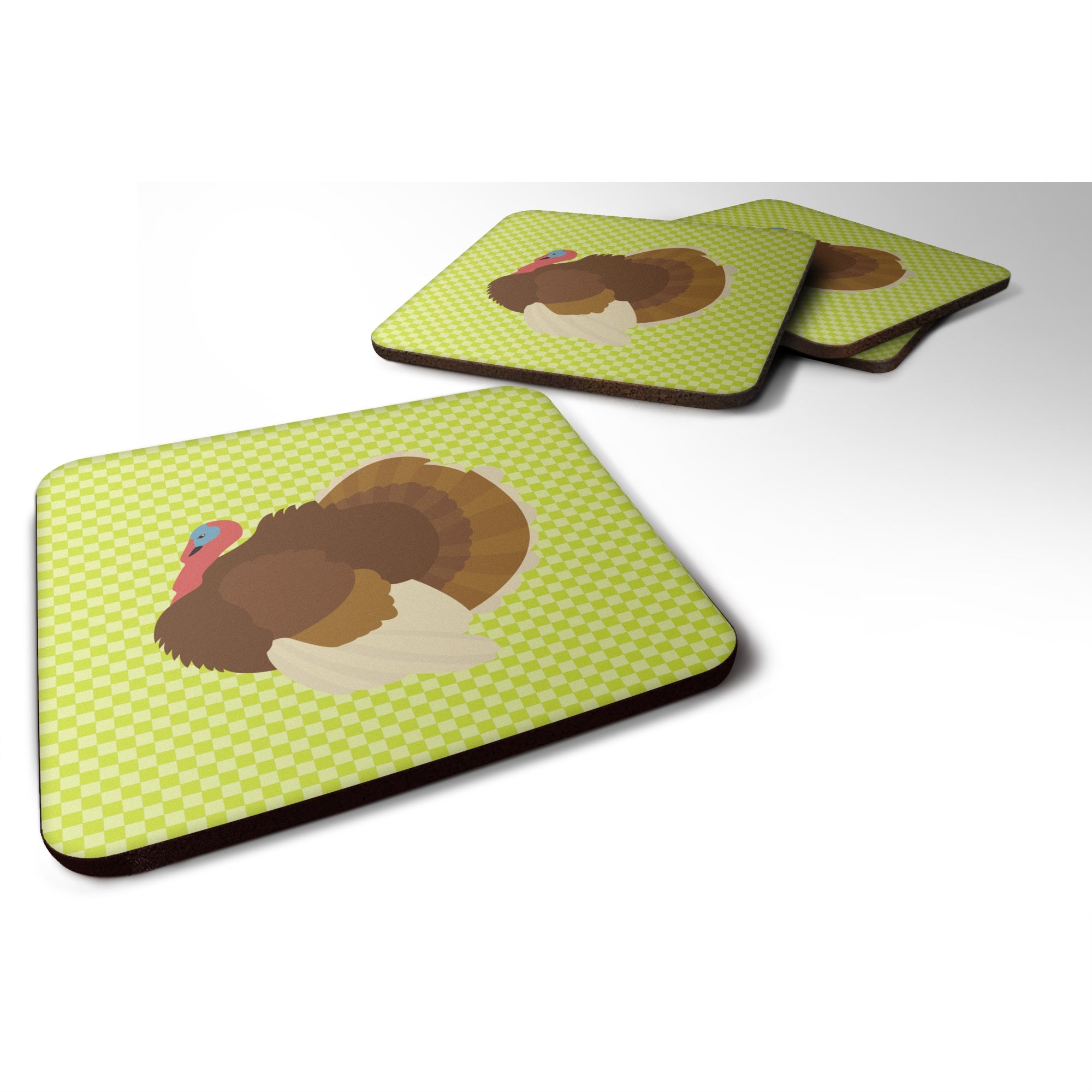 'Caroline'S Treasures French Turkey Dindon Green Decorative Coasters, 3.5, Multicolor''