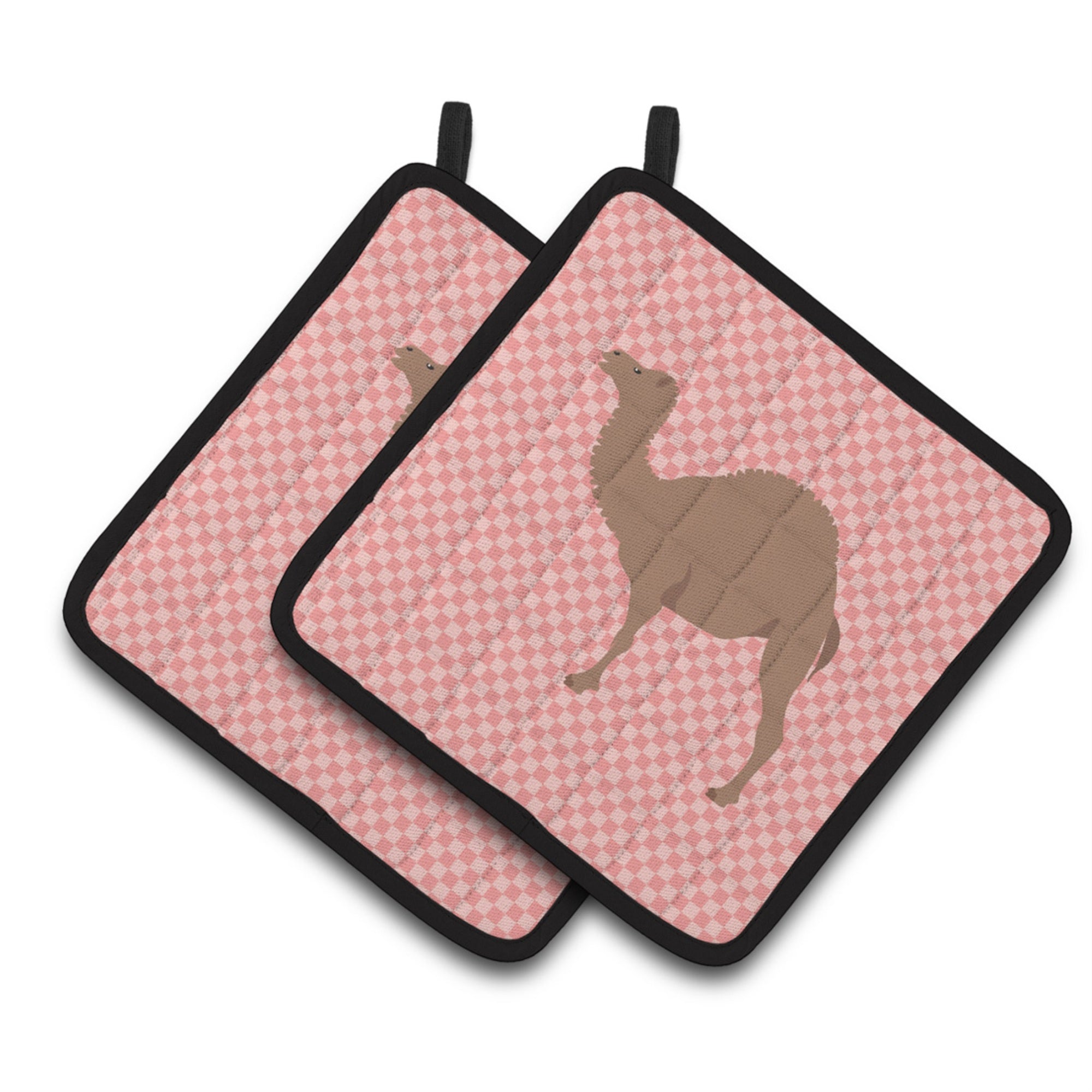 'Caroline'S Treasures F1 Hybrid Camel Pink Check Decorated Pot Holder, 7.5'''' X 7.5''''''