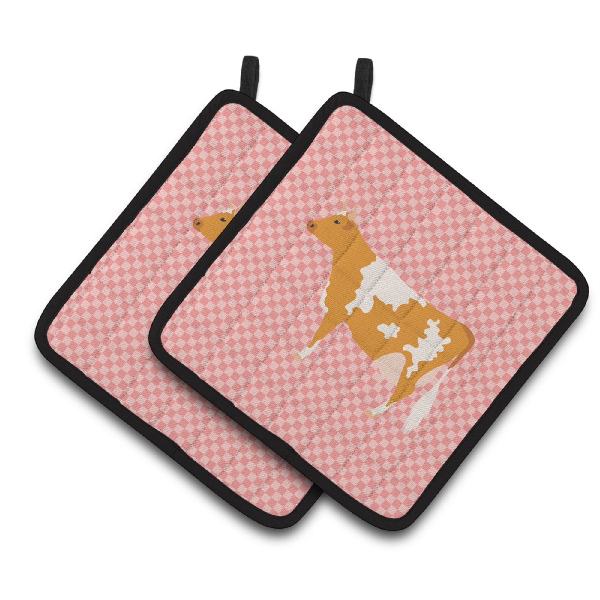 'Caroline'S Treasures Guernsey Cow Pink Check Decorated Pot Holder, 7.5'''' X 7.5''''''