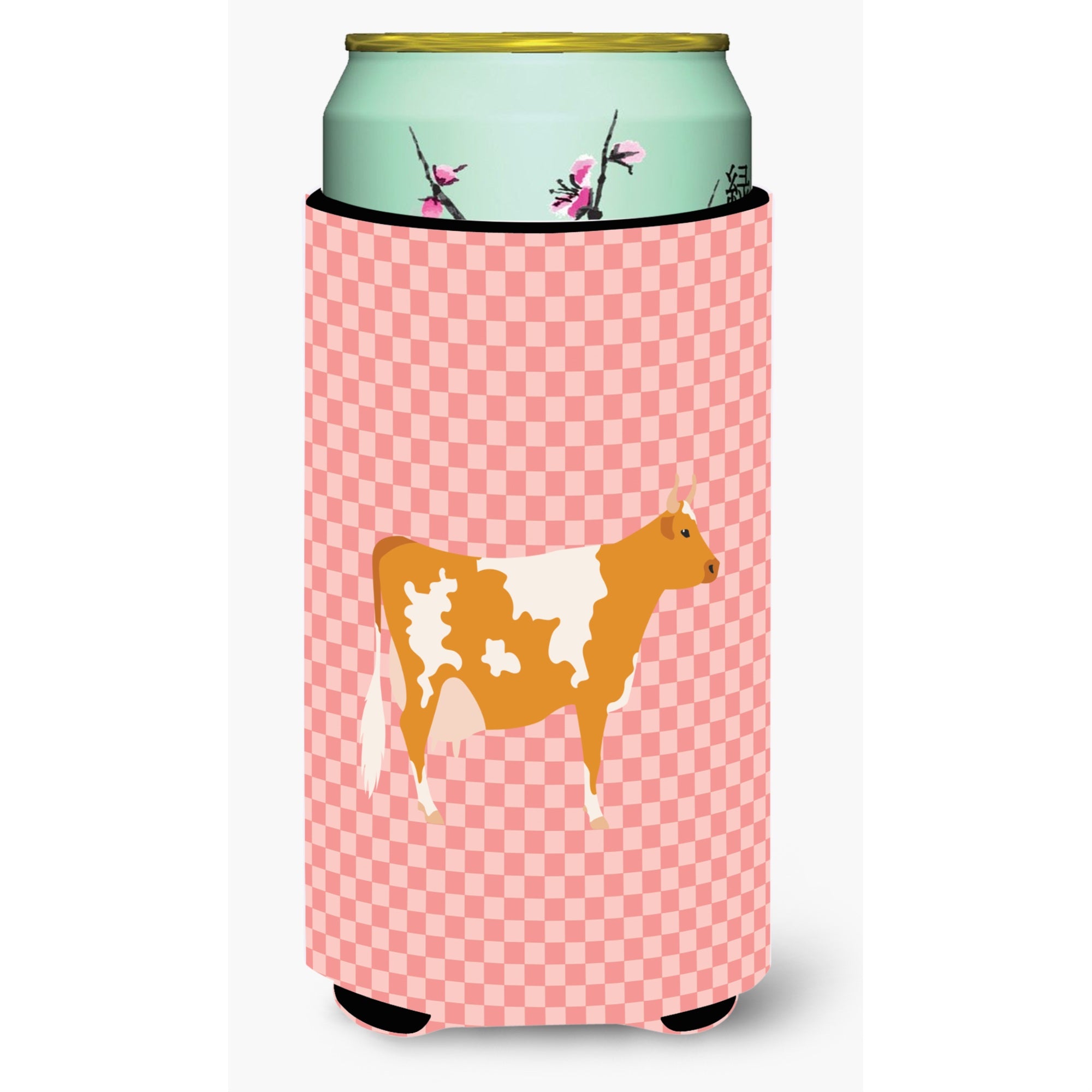 'Caroline'S Treasures Guernsey Cow Pink Check Decorative Can Hugger, Tall Boy, Multicolor''
