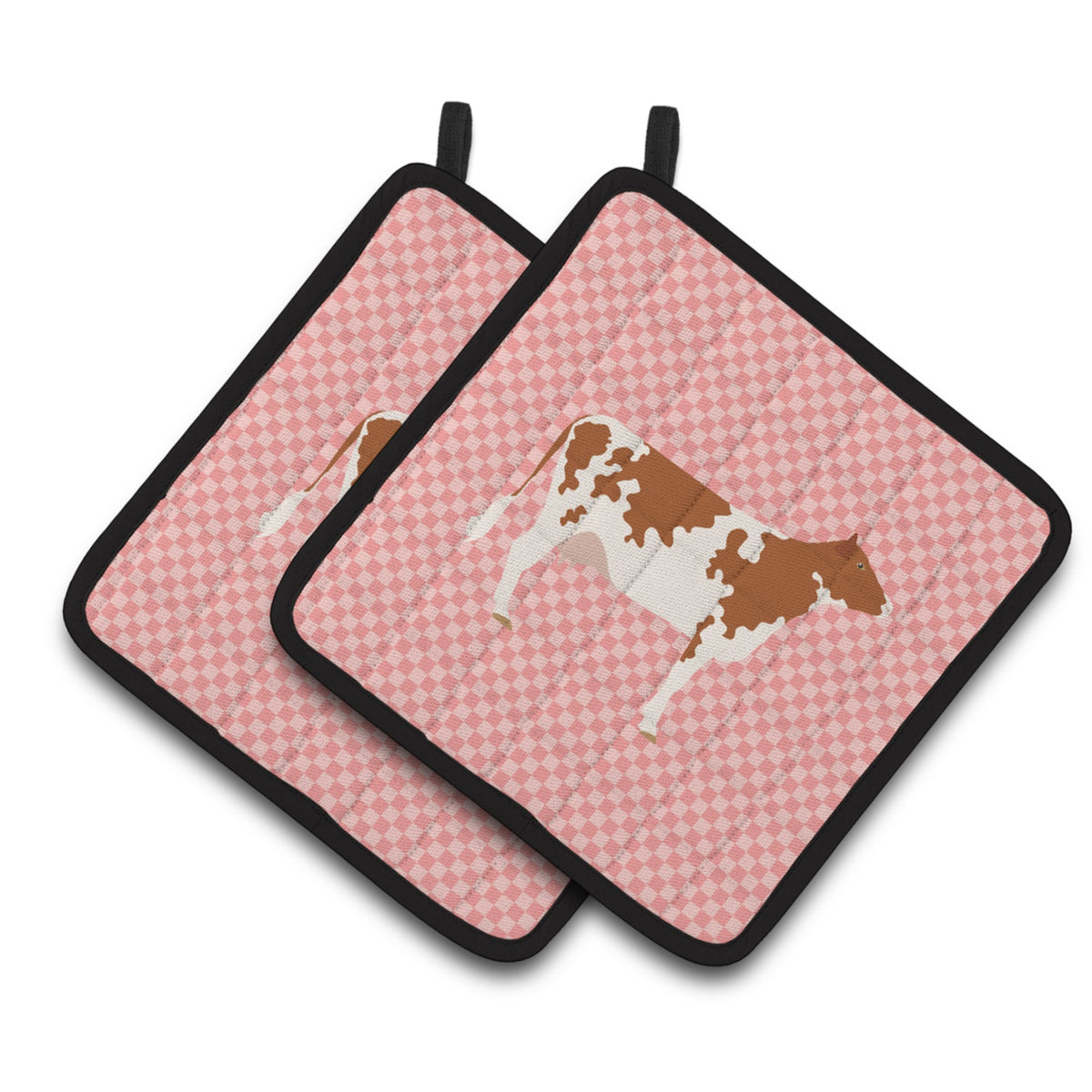 'Caroline'S Treasures Ayrshire Cow Pink Check Decorated Pot Holder, 7.5'''' X 7.5''''''